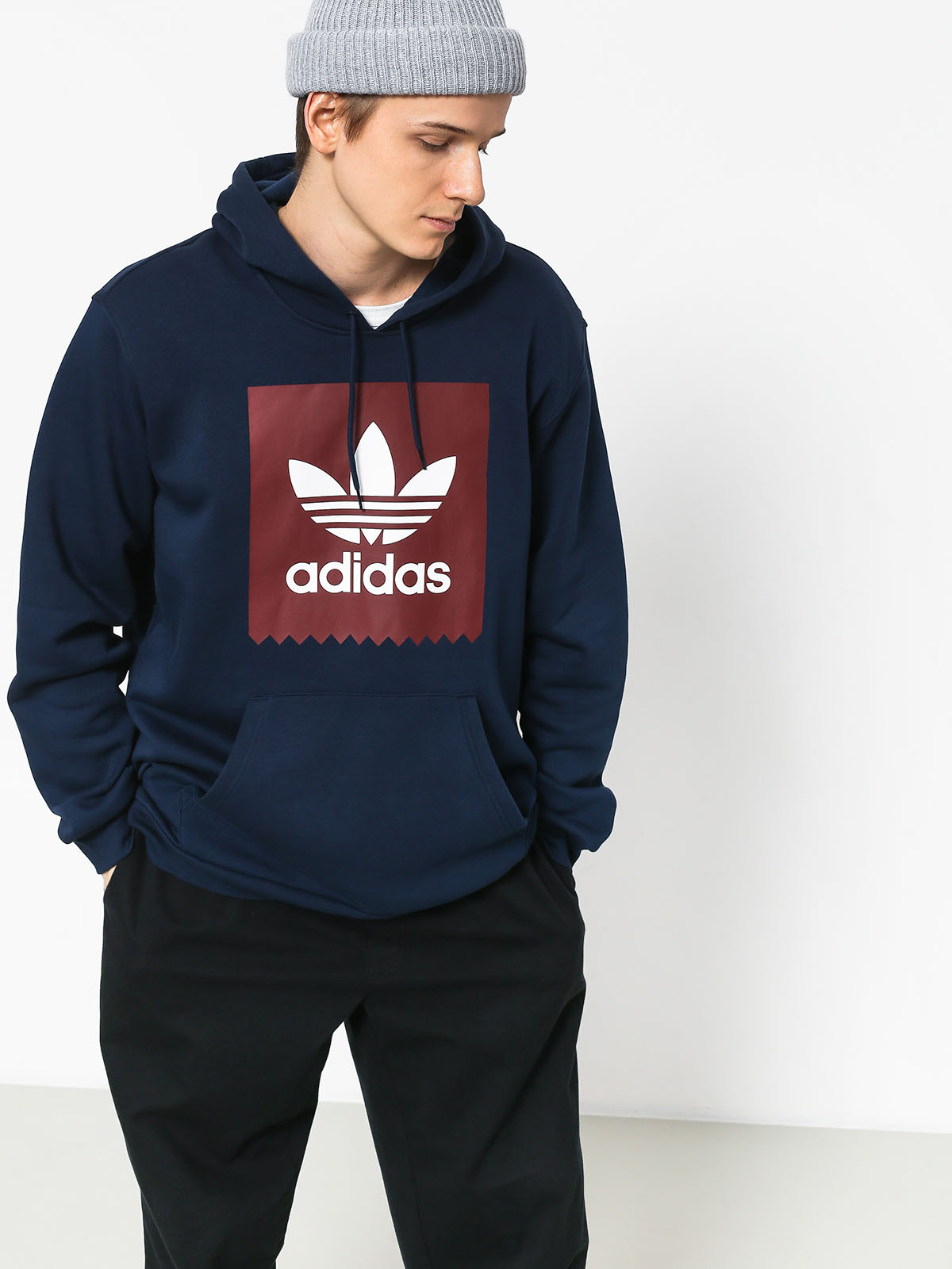 Mikina s kapucí adidas Solid BbHD (collegiate navy/collegiate burgundy/white)