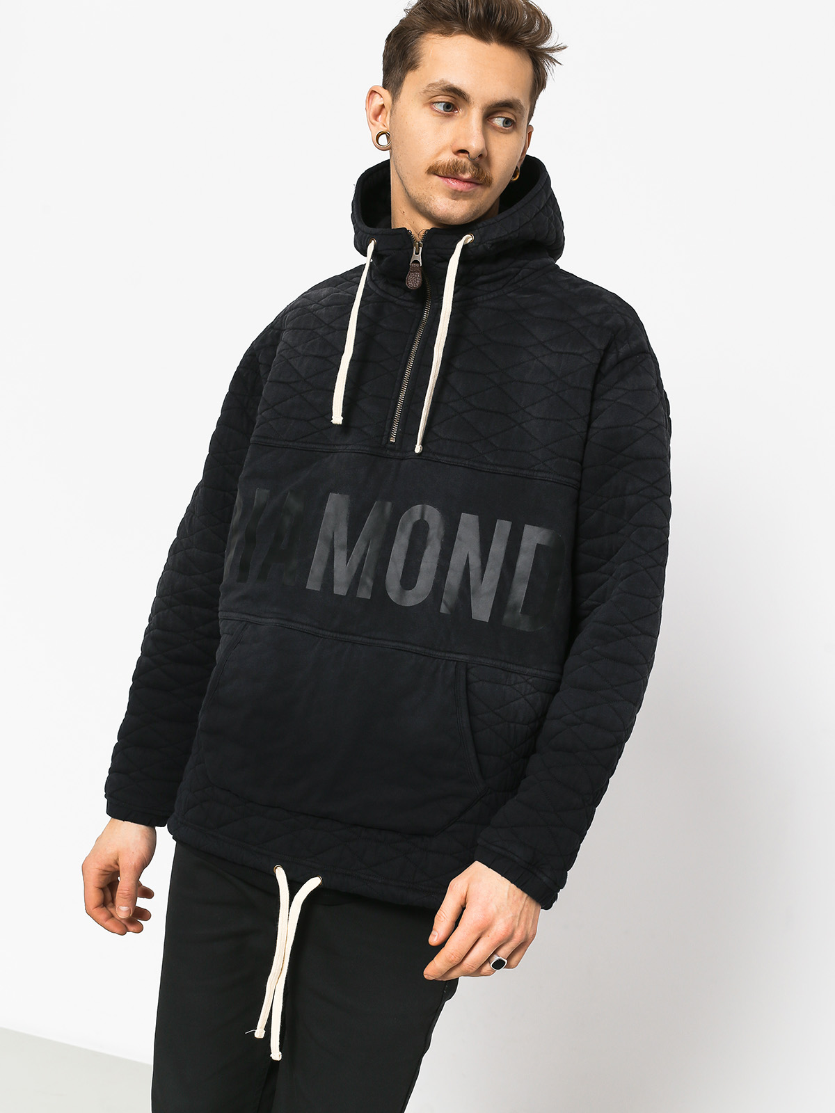 Mikina s kapucí Diamond Supply Co. Quilted HD (black)