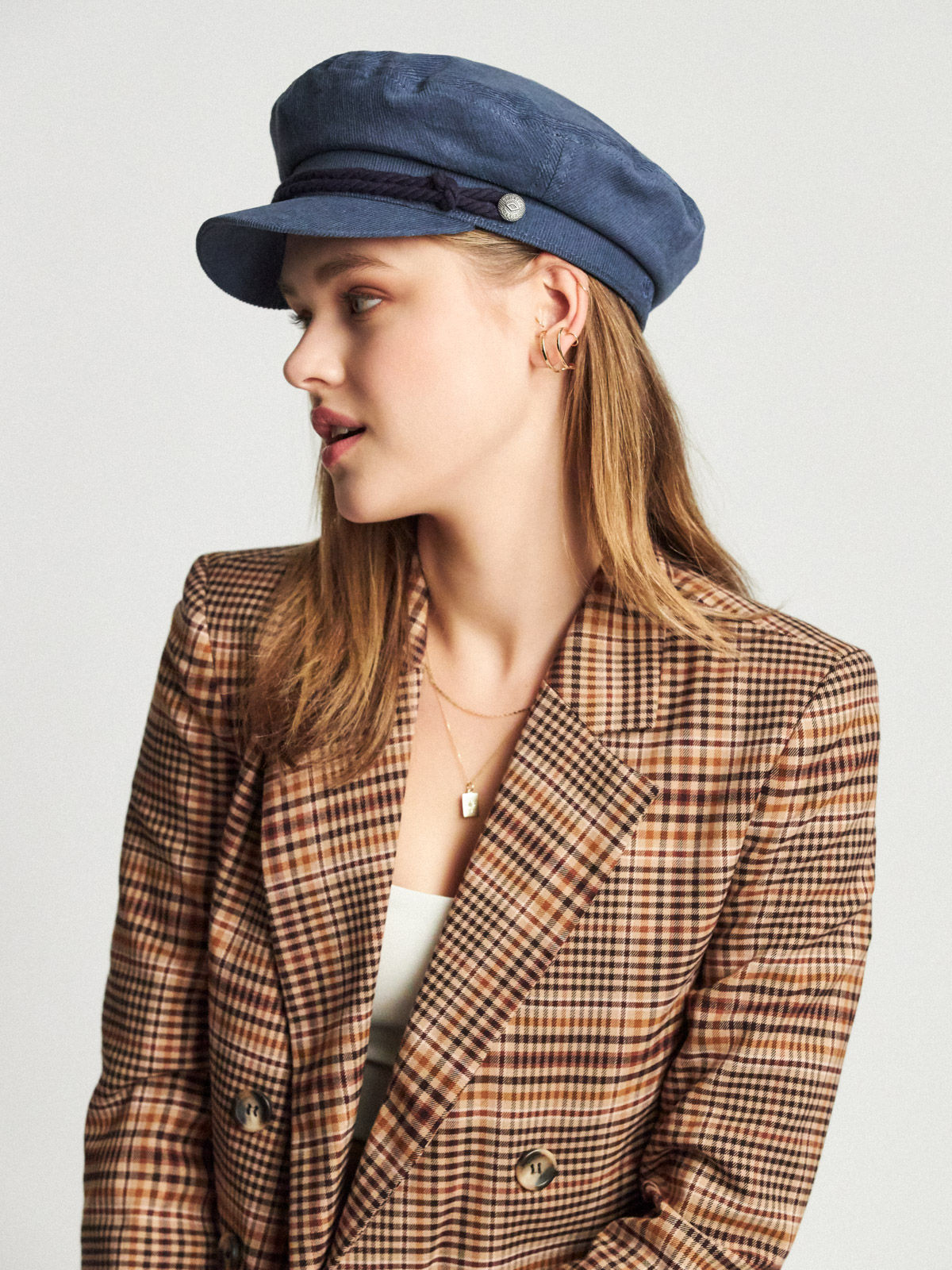 Klobouk s kšiltem Brixton Bosmanka Fiddler ZD (navy cord)