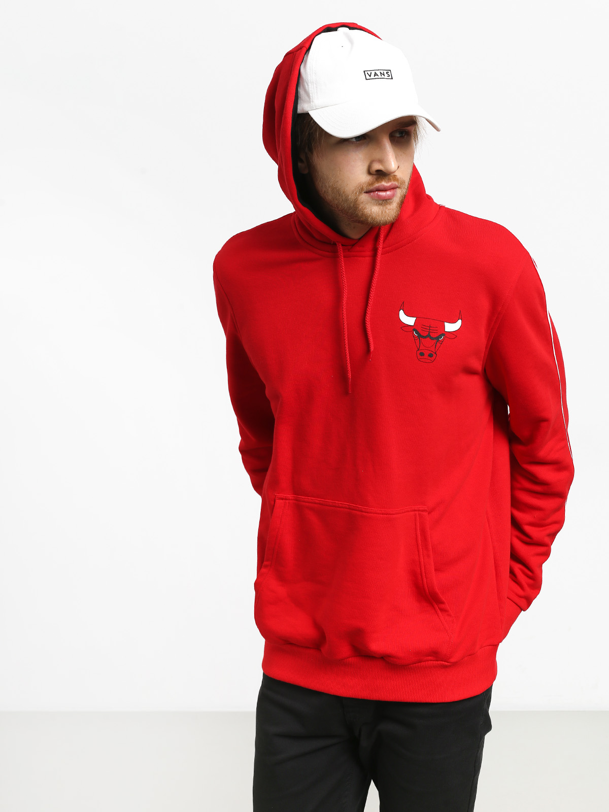 Mikina s kapucí New Era Stripe Pipping Chicago Bulls HD (red)