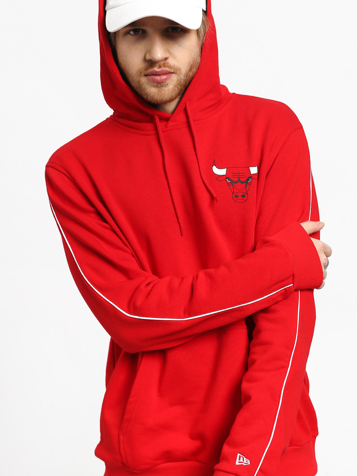 Mikina s kapucí New Era Stripe Pipping Chicago Bulls HD (red)