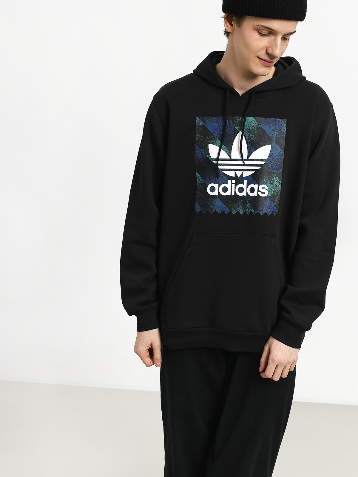 Mikina s kapucí adidas Towning HD (black/white/actblu/a)