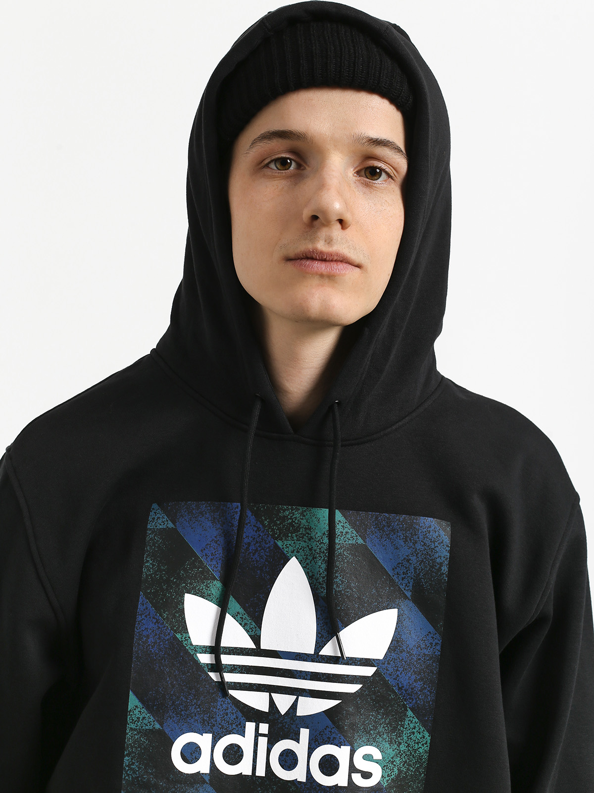 Mikina s kapucí adidas Towning HD (black/white/actblu/a)