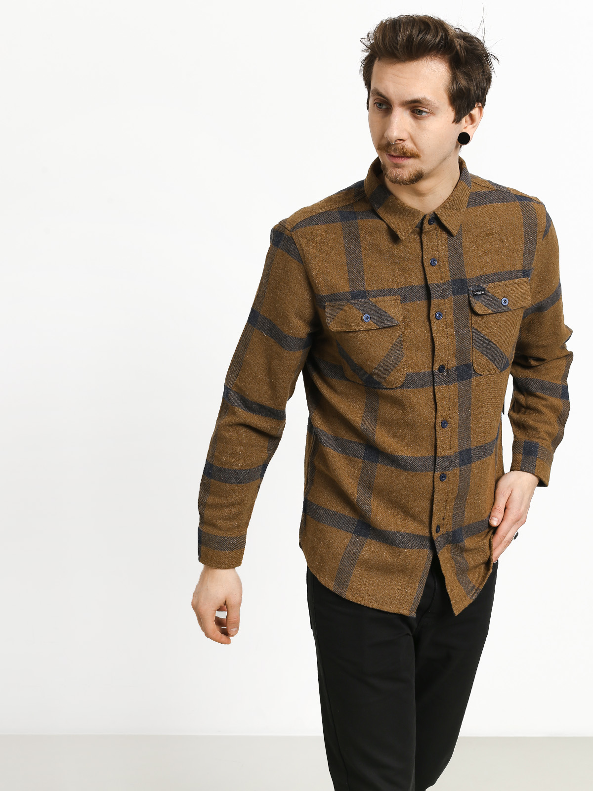 Košile Brixton Bowery Flannel (gold/navy)