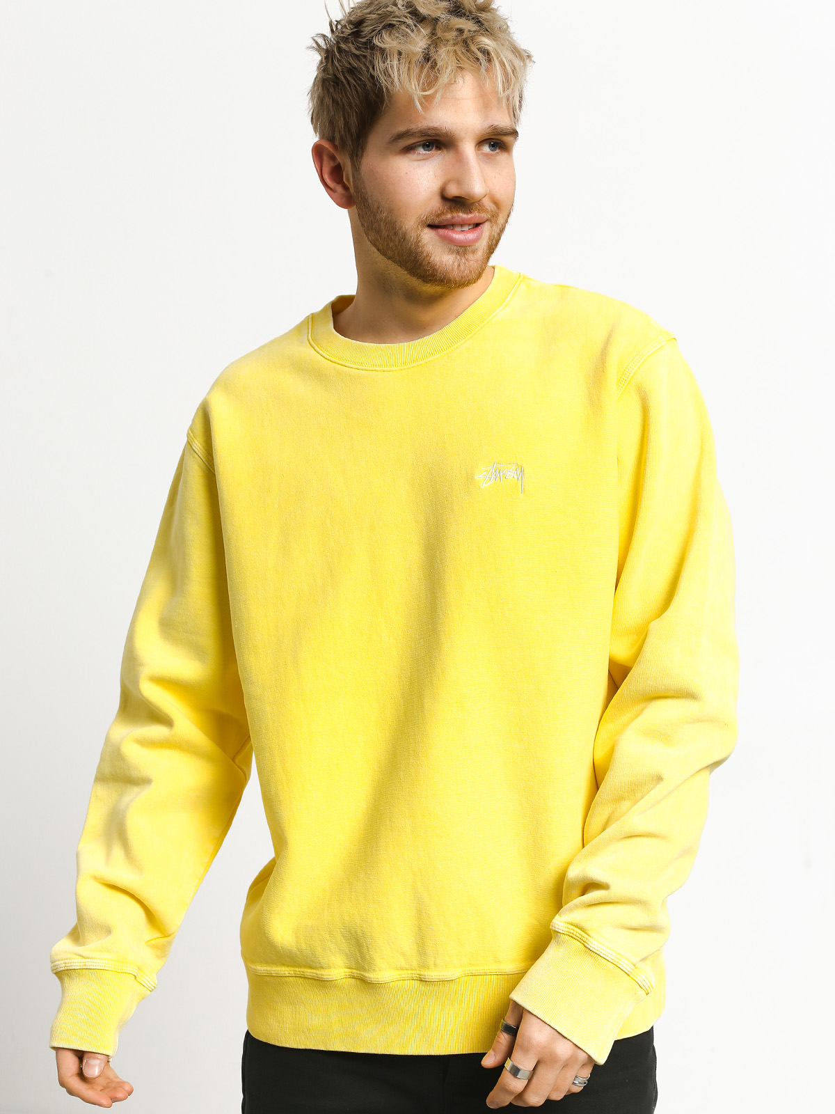 Mikina Stussy Stock Logo Crew (yellow)