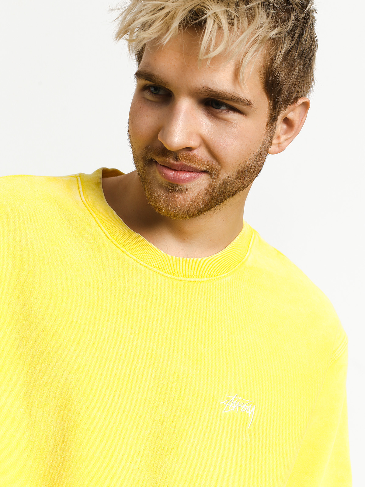 Mikina Stussy Stock Logo Crew (yellow)