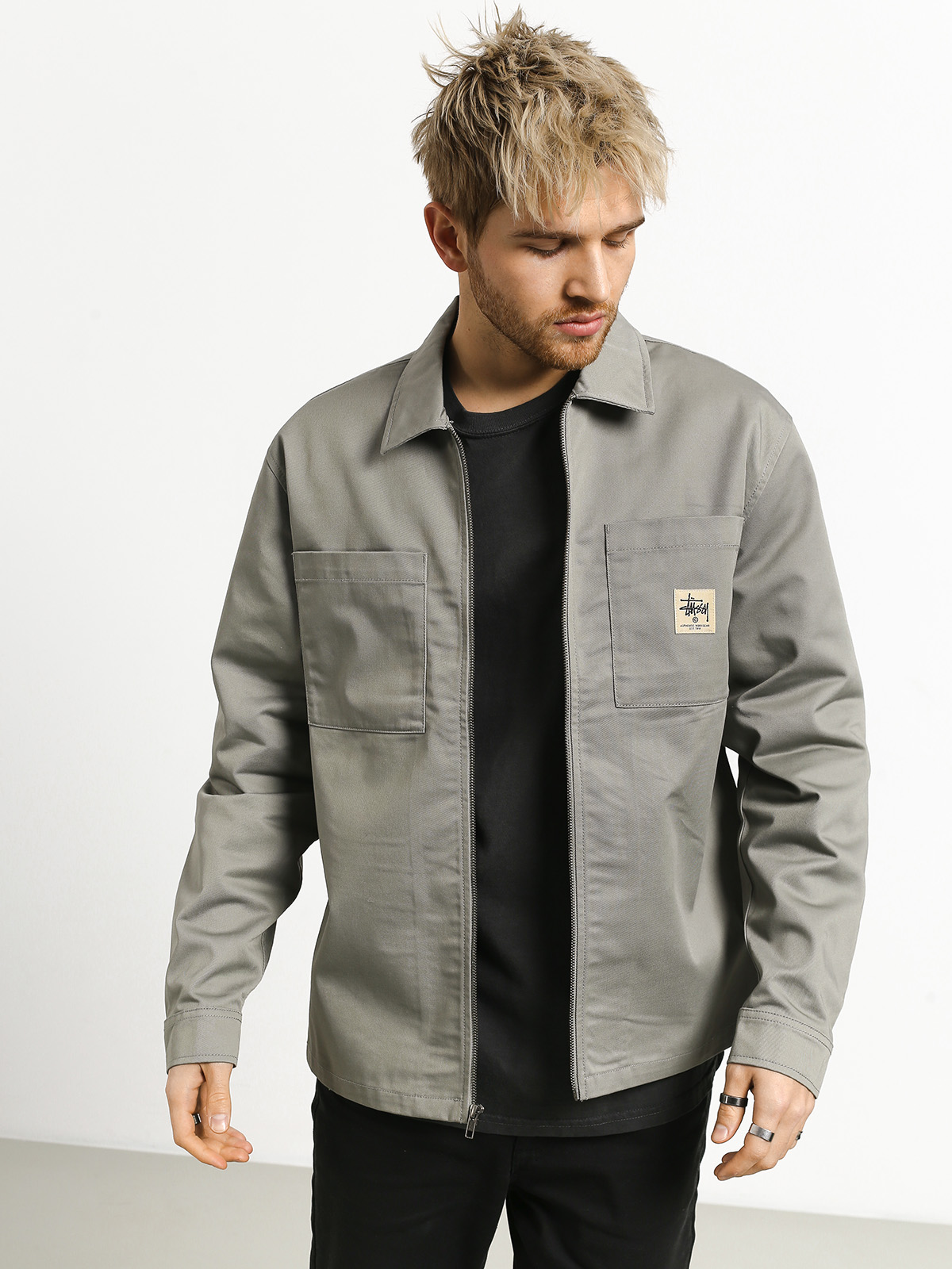 Bunda Stussy Poly Cotton Zip Up (grey)