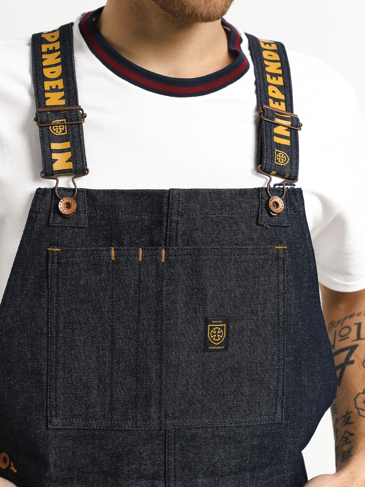 Kalhoty na traky Brixton Yard Denim Overall (raw indigo)
