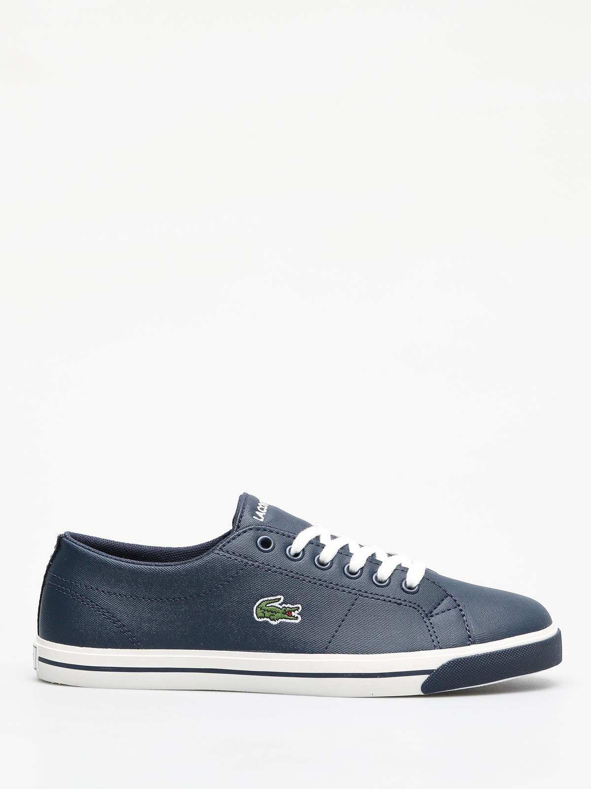 lacoste mens riberac leather trainers white dark blue