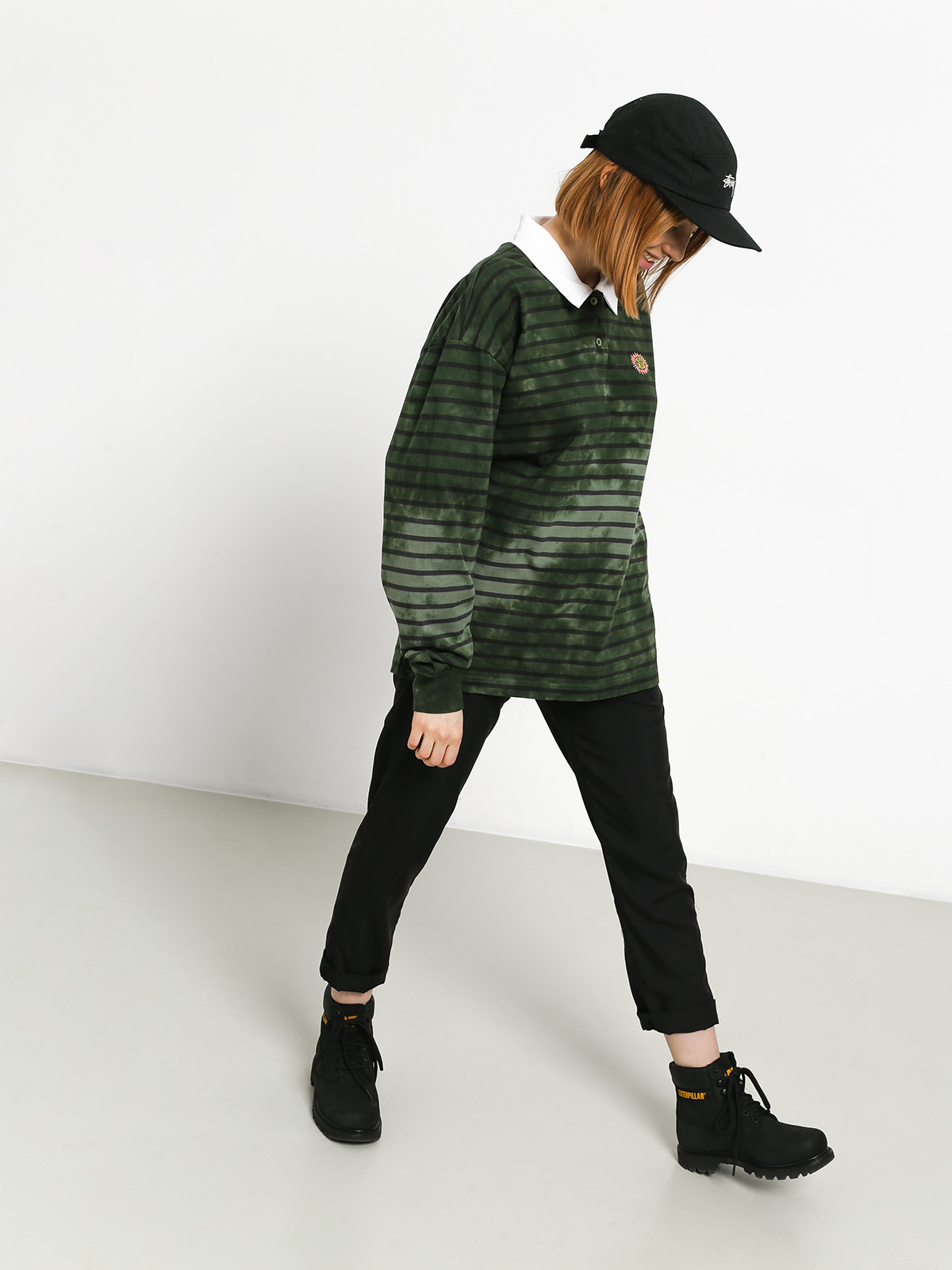 Triko Stussy Lucy Bleach Stripe Rugby Wmn (olive)