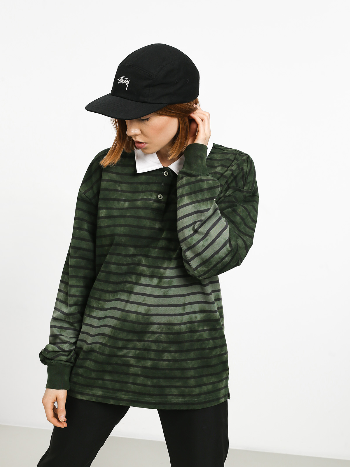 Triko Stussy Lucy Bleach Stripe Rugby Wmn (olive)