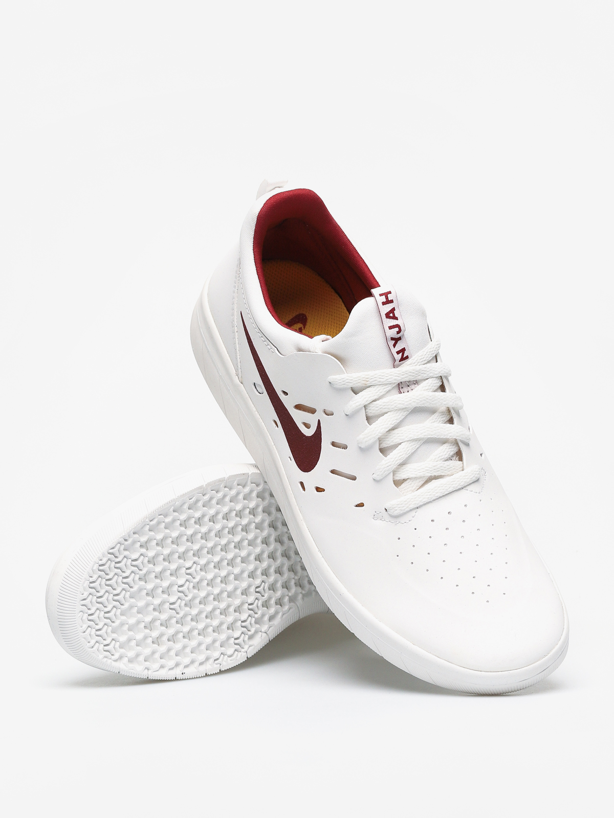 nike sb nyjah free summit white & crimson skate shoes