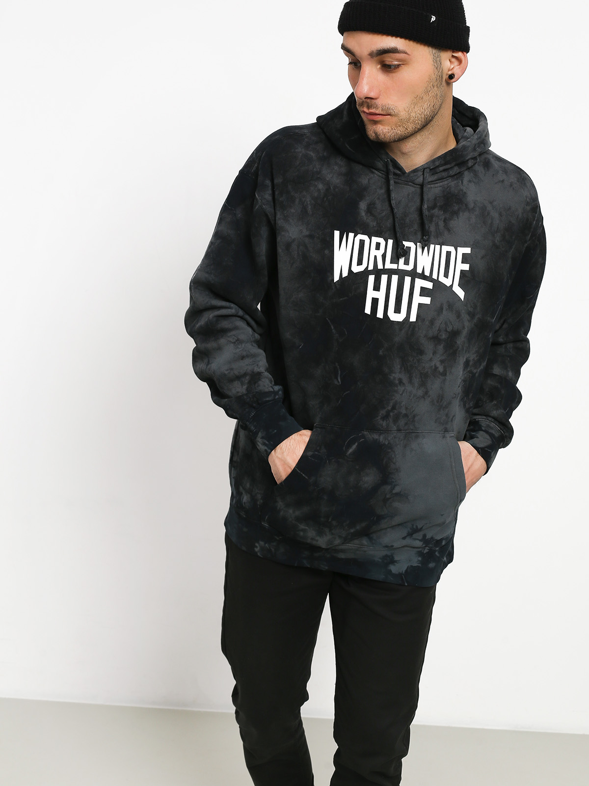 Mikina s kapucí HUF Manhattan HD (black)