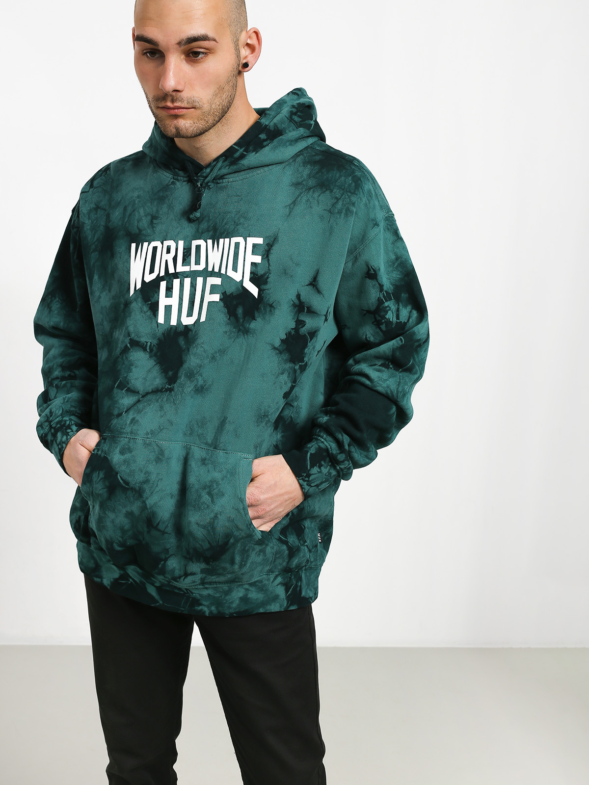Mikina s kapucí HUF Manhattan HD (deep jungle)
