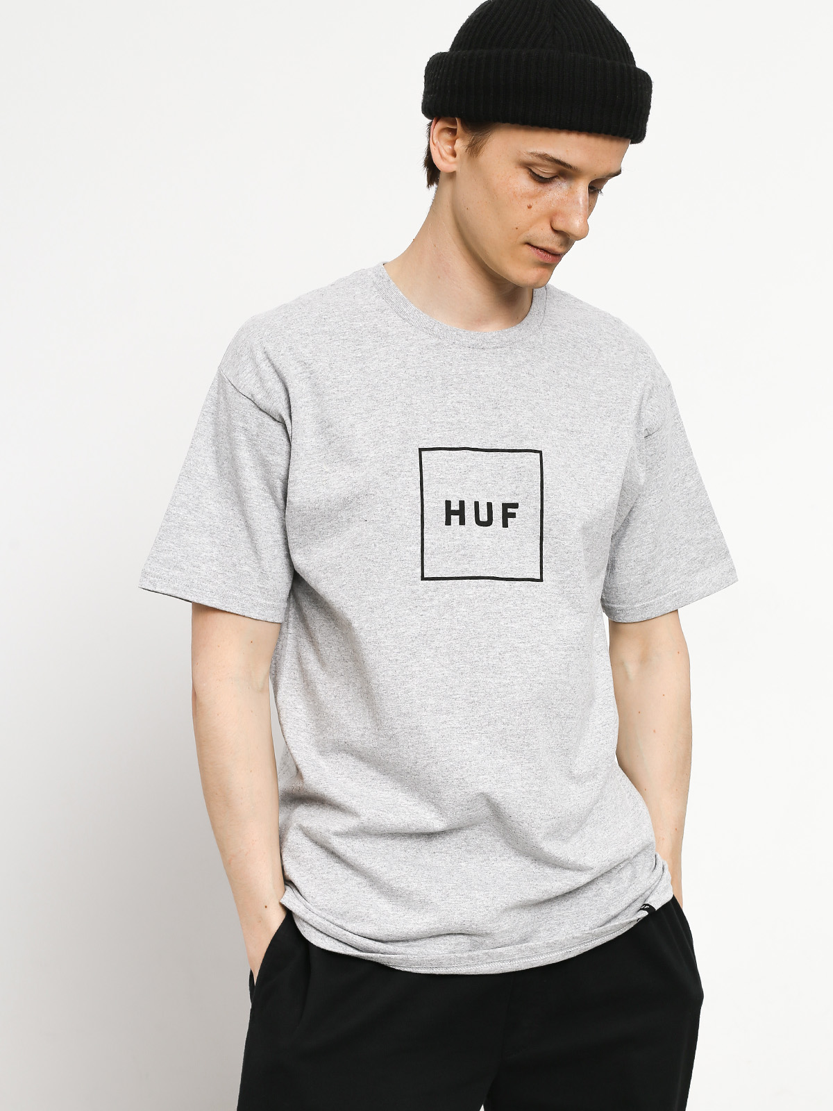 Tričko HUF Essentials Box Logo (grey heather)