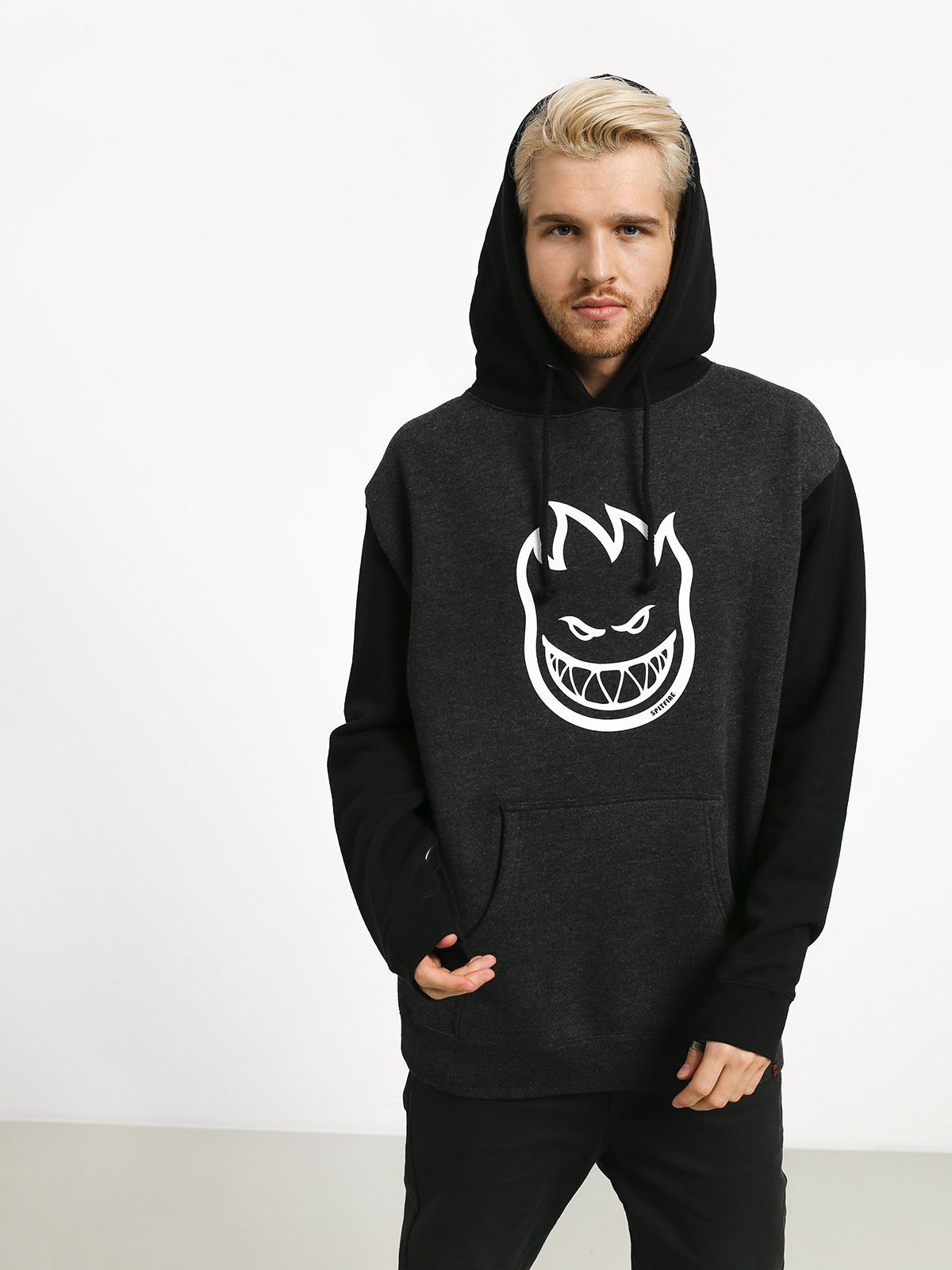 Mikina s kapucí Spitfire Big Head HD (charcoal/black/white)