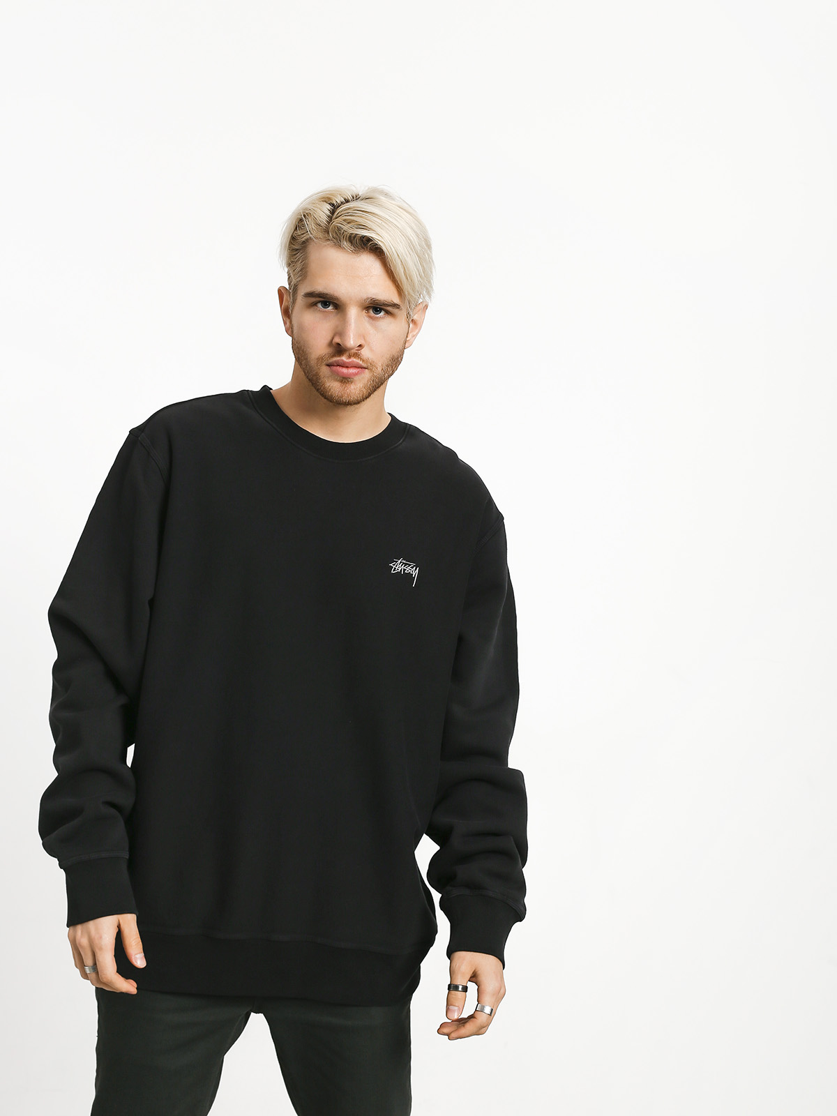 Mikina Stussy Stock Logo Crew (black)