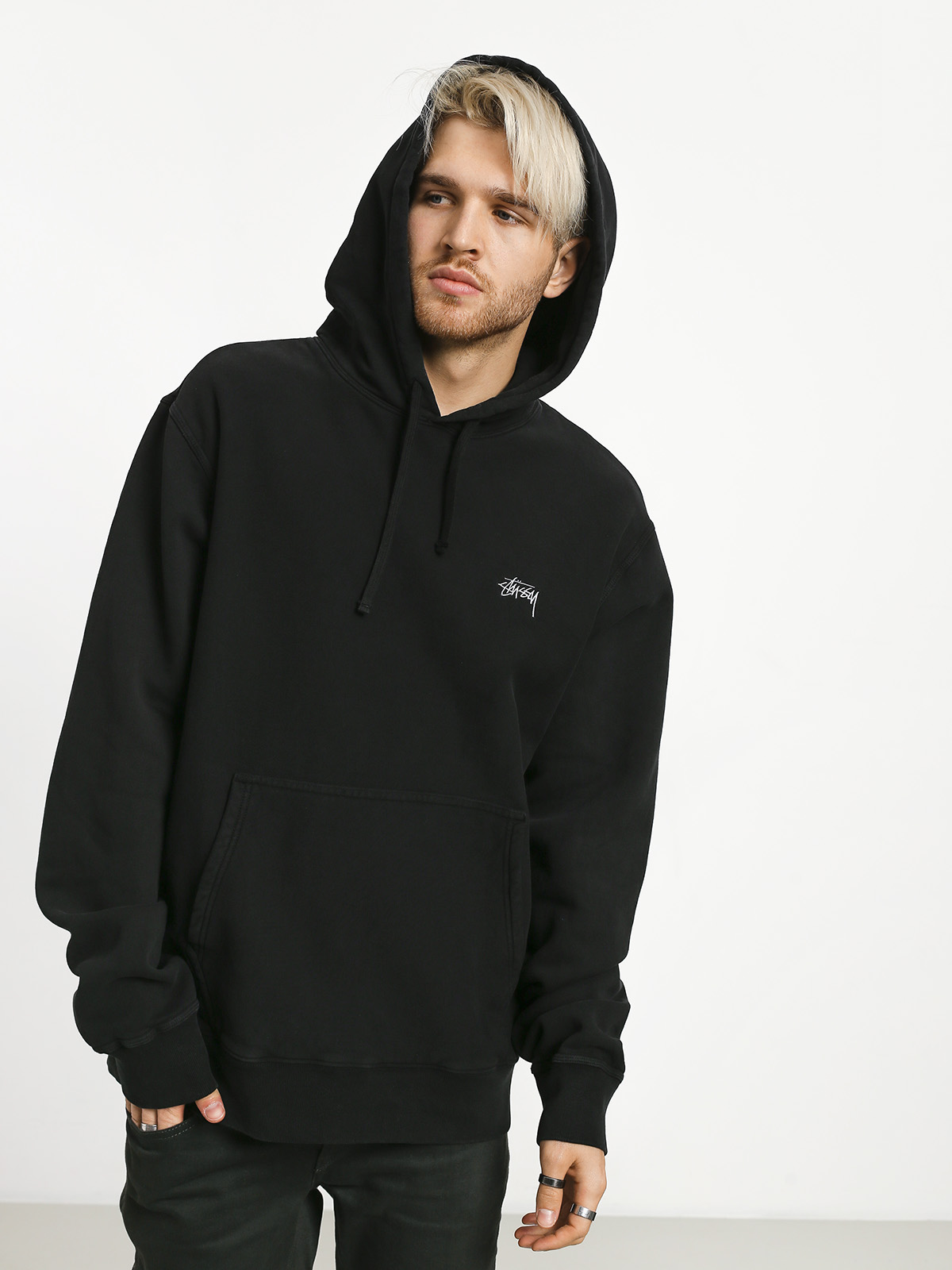 Mikina s kapucí Stussy Stock Logo HD (black)