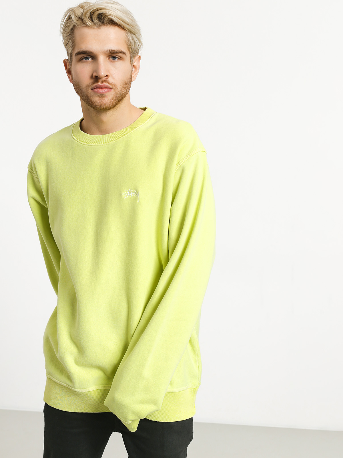 Mikina Stussy Stock Logo Crew (lime)