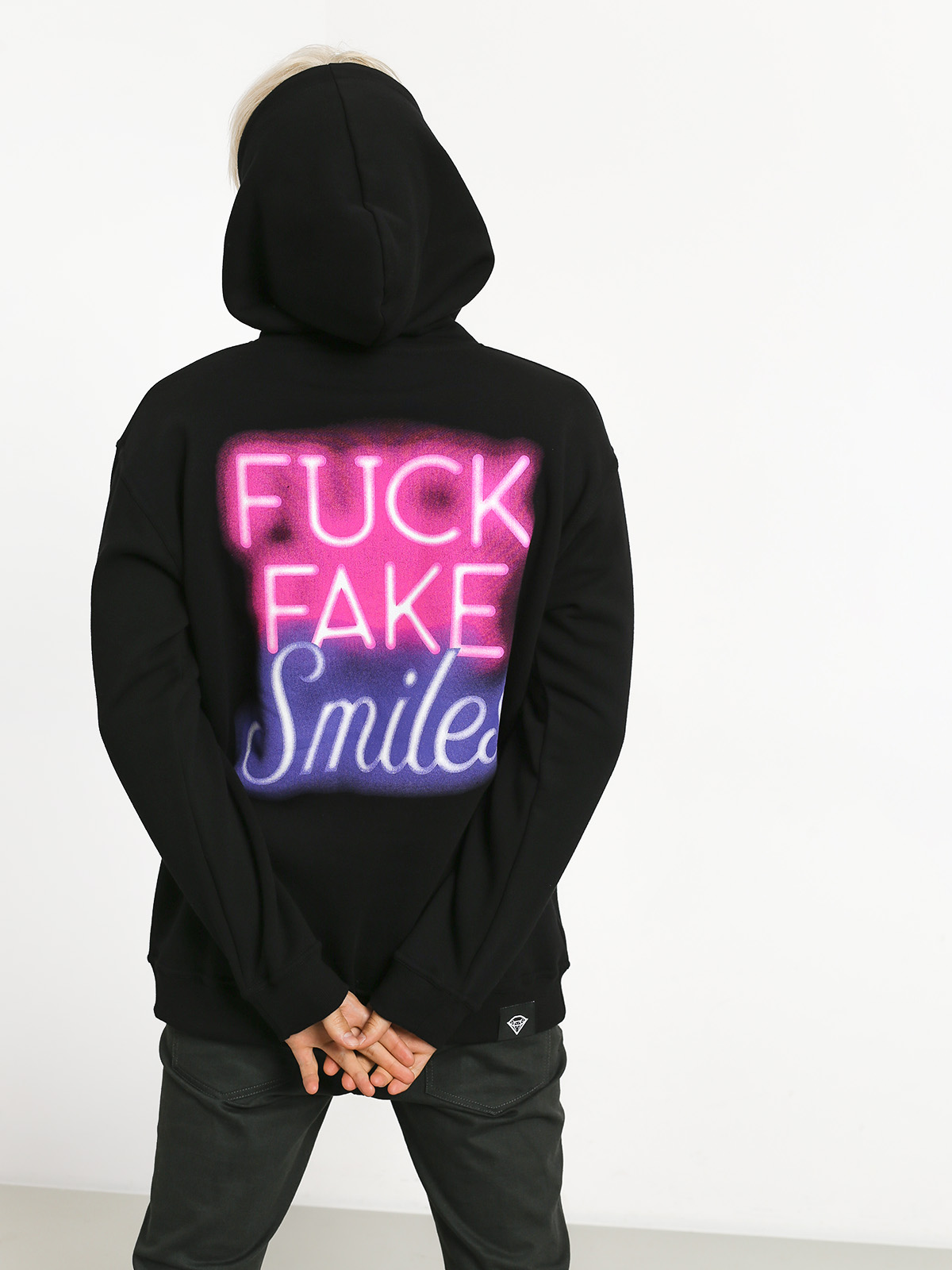Mikina s kapucí Diamante Wear Fuck Fake Smiles HD (black)
