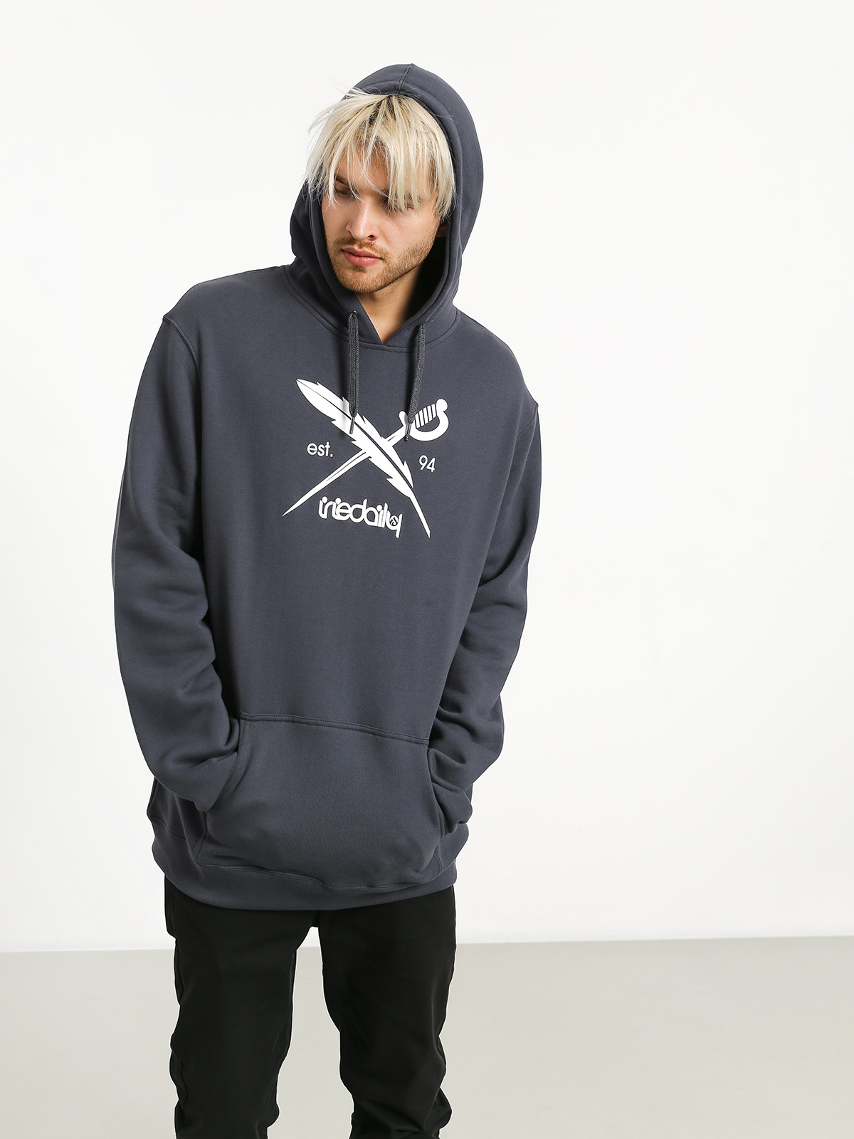 Mikina s kapucí Iriedaily Daily Flag HD (dark steel)