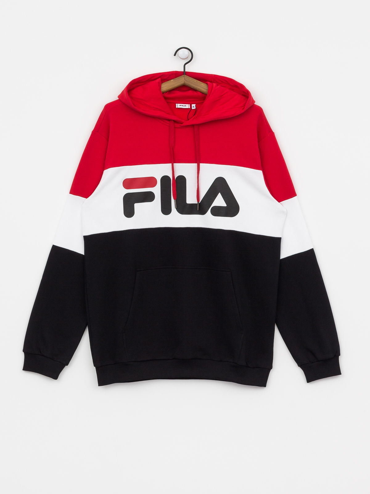 Mikina s kapucí Fila Night Blocked HD (true red/black/bright white)