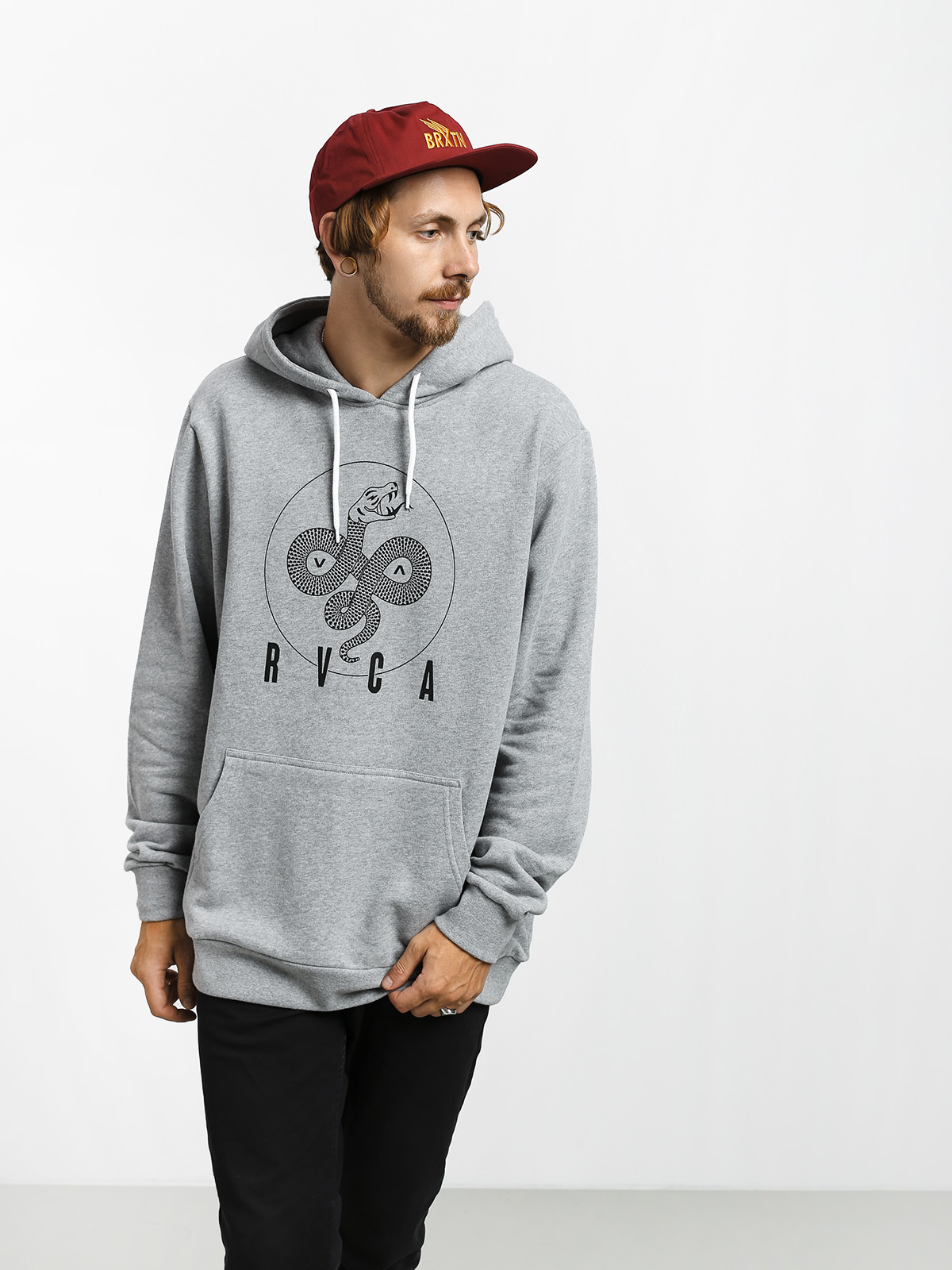 Mikina s kapucí RVCA Serpent Curved HD (athletic heathe)