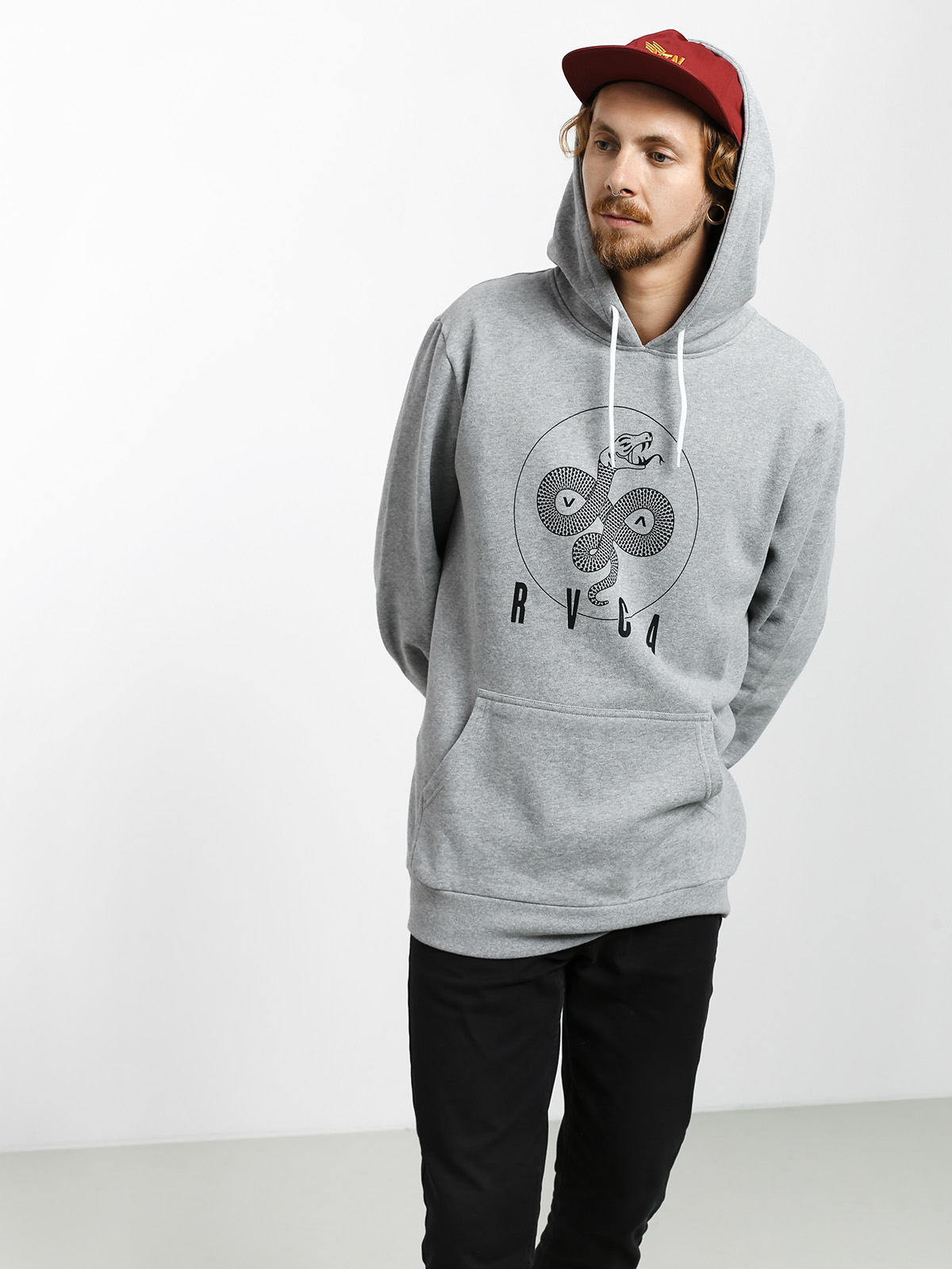 Mikina s kapucí RVCA Serpent Curved HD (athletic heathe)