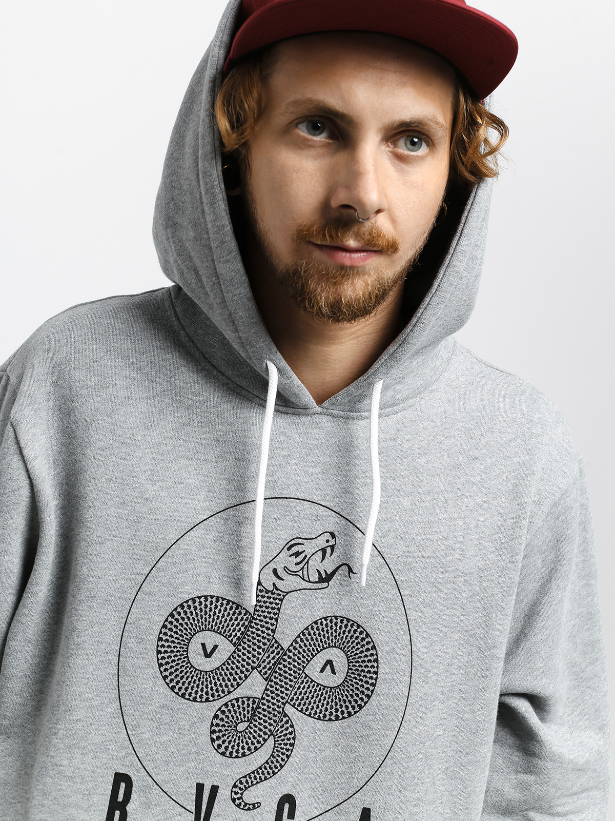 Mikina s kapucí RVCA Serpent Curved HD (athletic heathe)