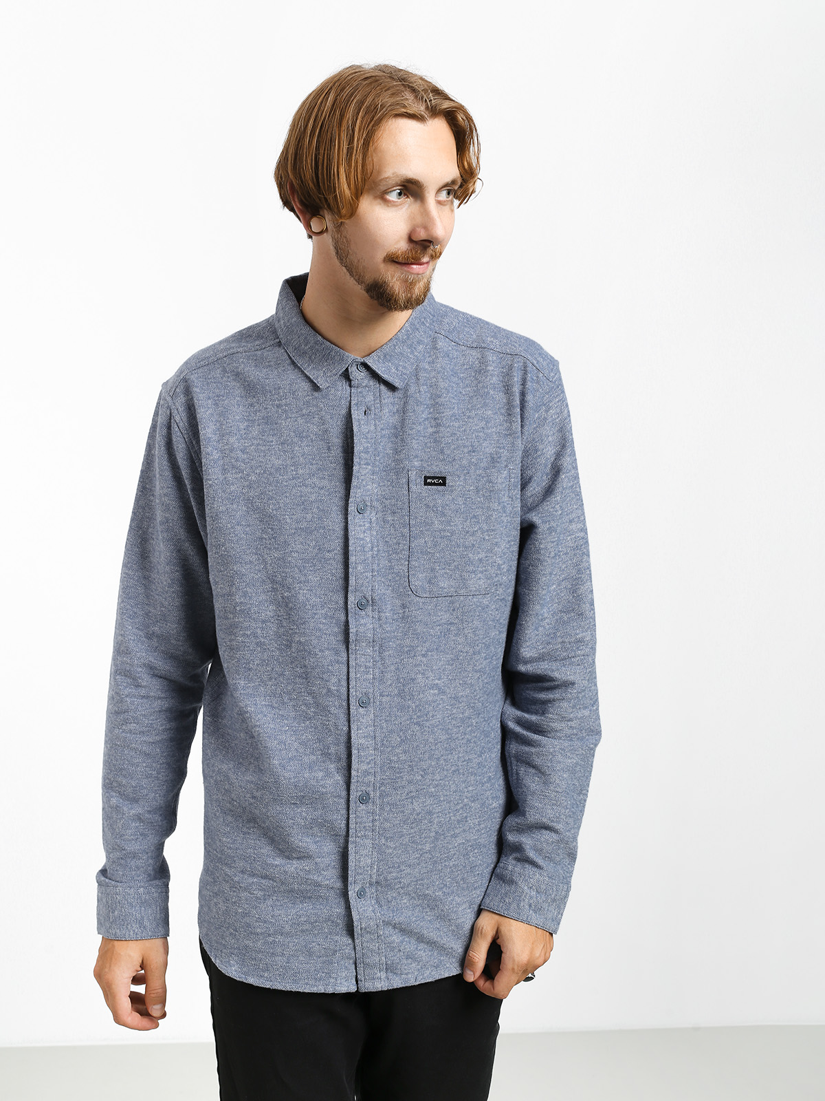 Košile RVCA Blackand Flannel L (china blue)