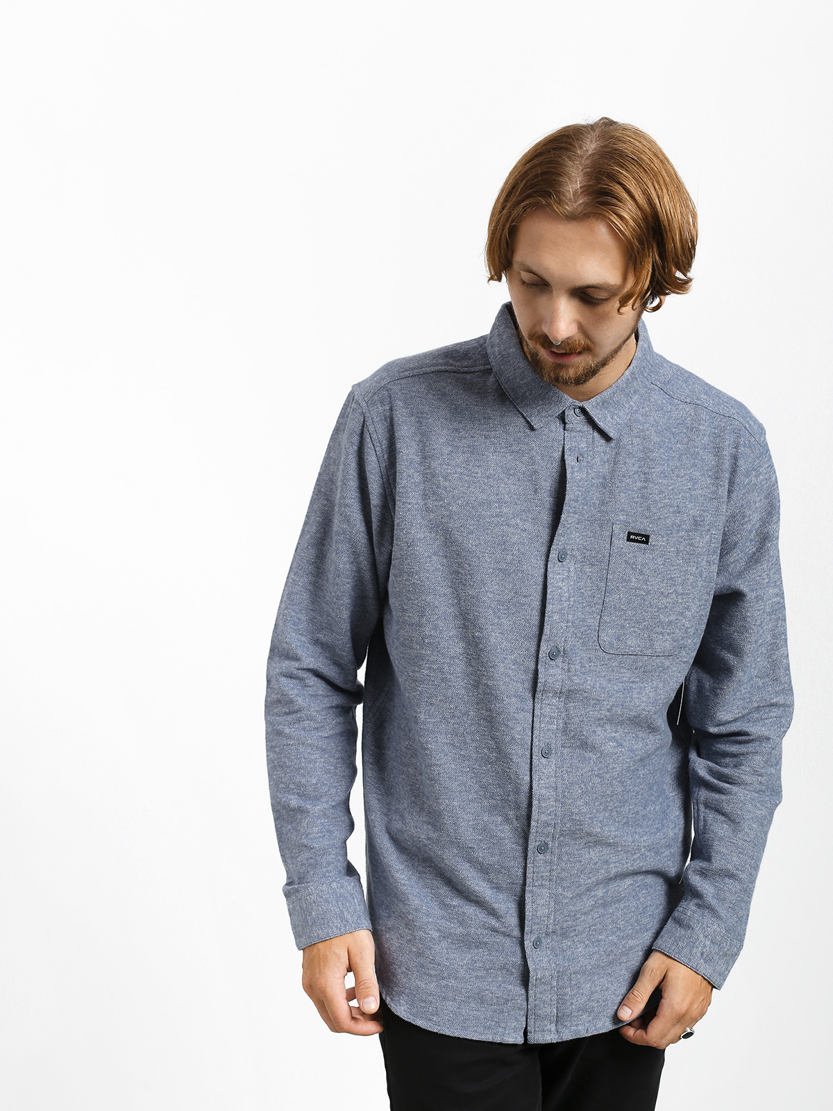 Košile RVCA Blackand Flannel L (china blue)