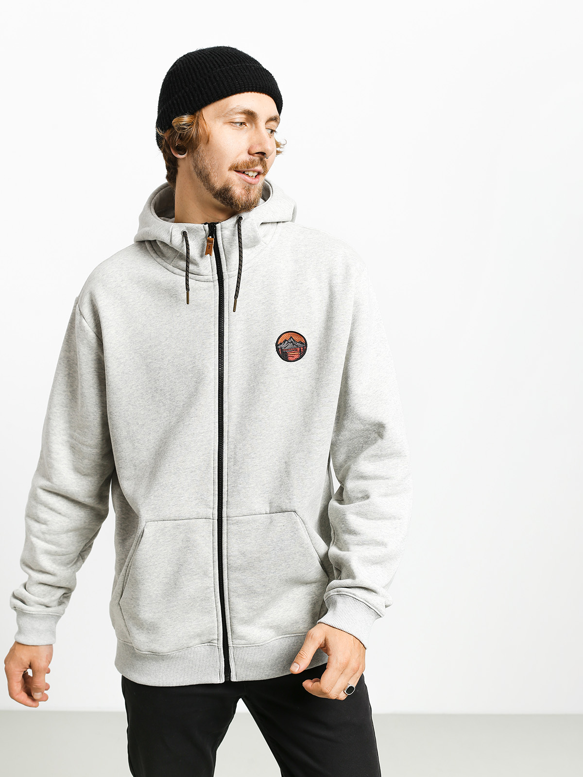 Pánská Mikina s kapucí Quiksilver Big Logo Snow ZHD (light grey heather)