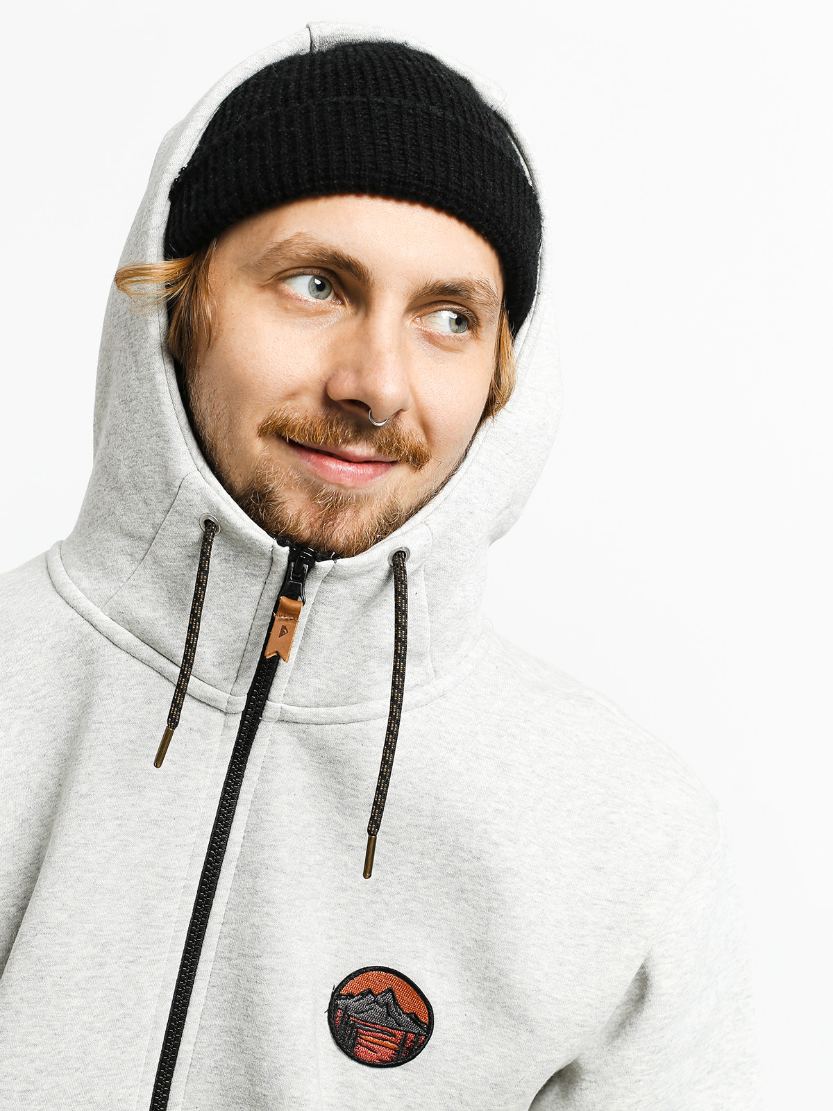 Pánská Mikina s kapucí Quiksilver Big Logo Snow ZHD (light grey heather)