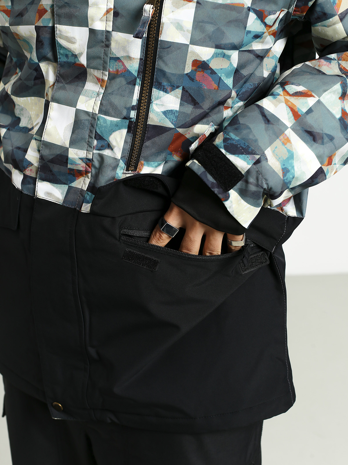 Pánská Snowboardová bunda Quiksilver Mission Printed Block (barn red ongrid)