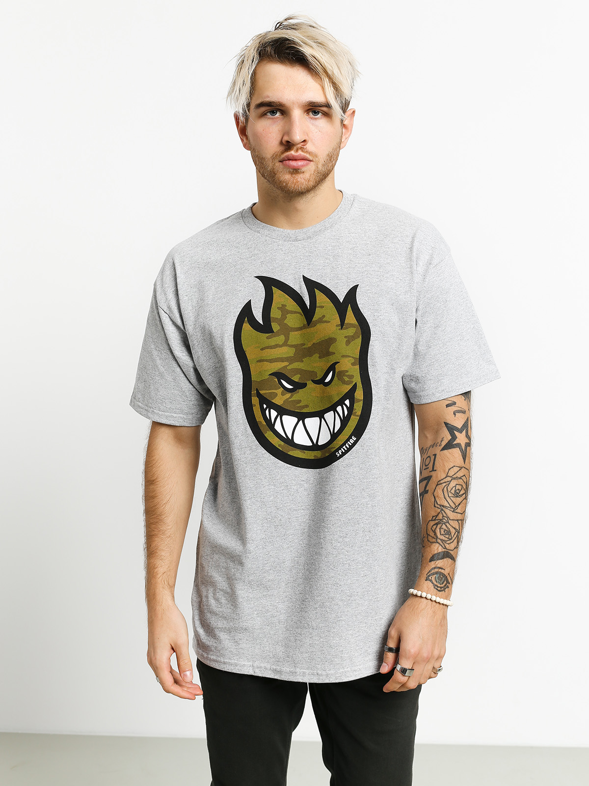 Tričko Spitfire Big Head Fill (athletic heather/camo)