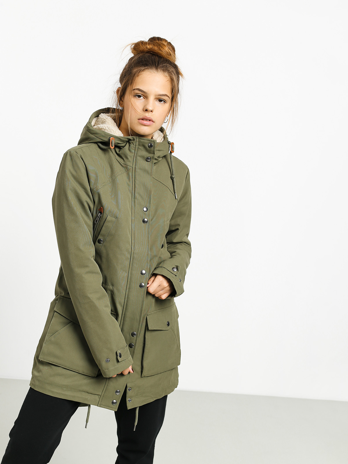 Bunda Volcom Walk On By 5K Parka Wmn (army green combo)