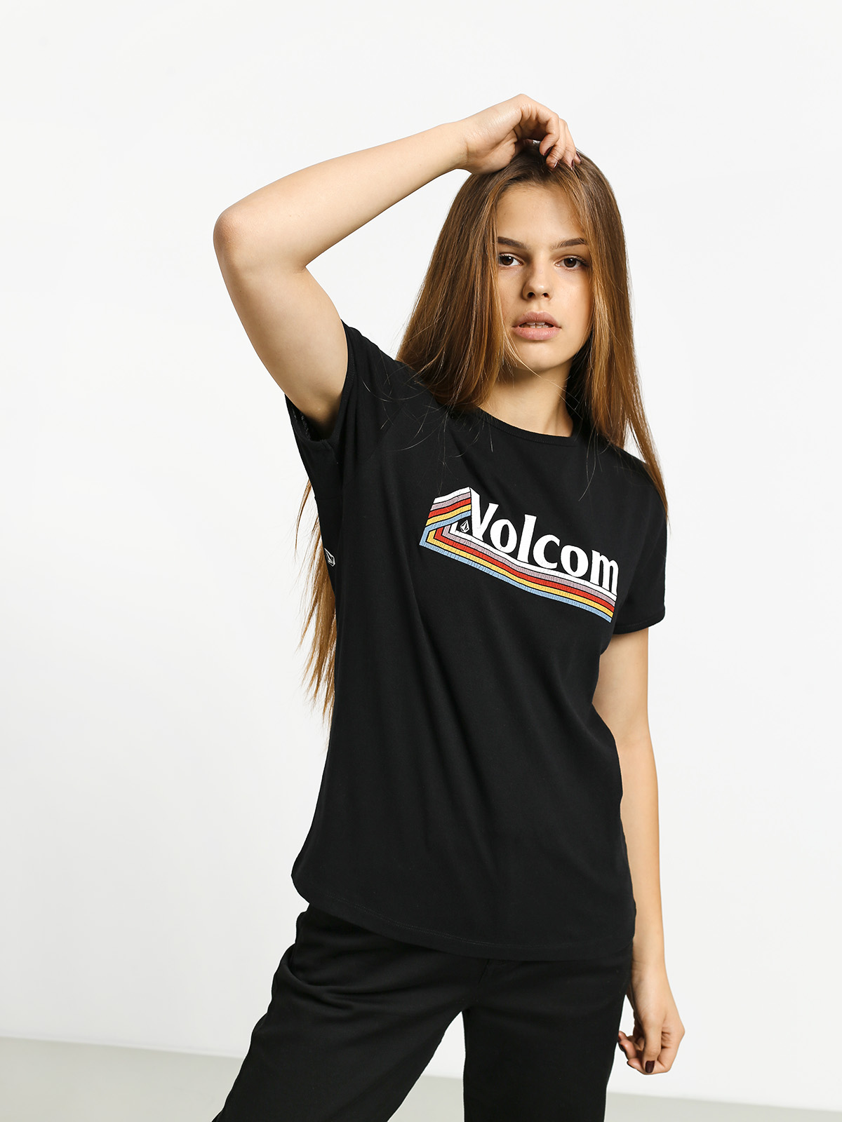 Tričko Volcom Keep Goin Ringer Wmn (black)