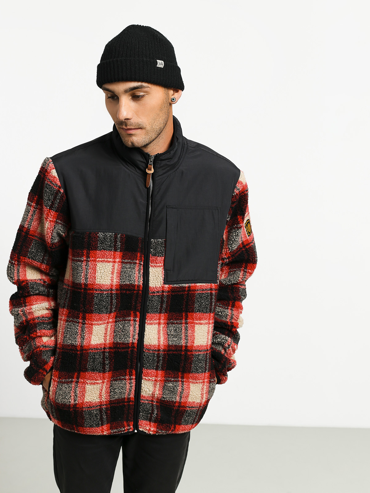 Mikina Element Abenaki Warm Zip (black red)