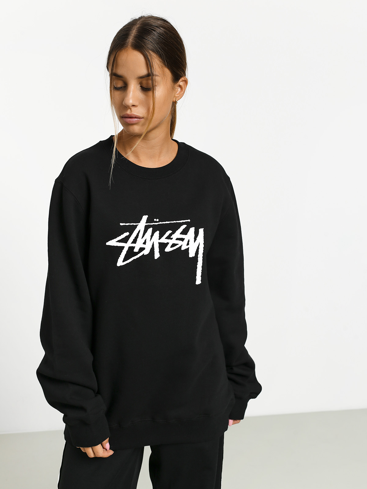 Mikina Stussy Stock Crew Wmn (black)