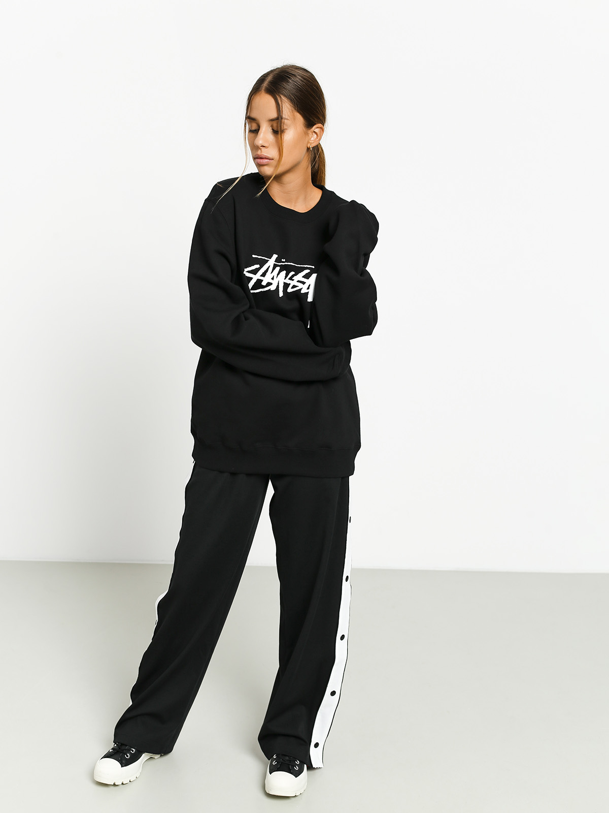 Mikina Stussy Stock Crew Wmn (black)