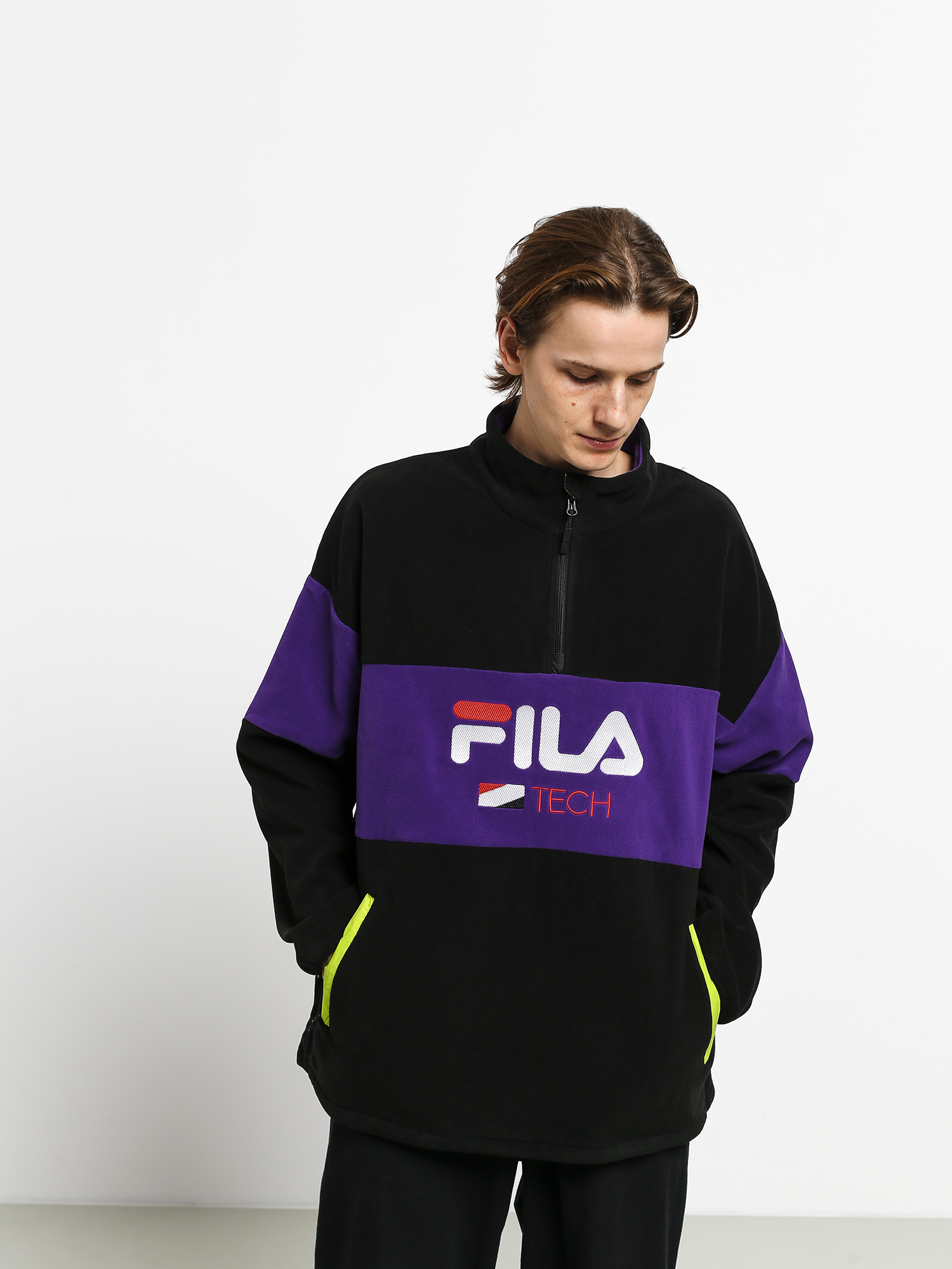 Mikina Fila Reijo Half ZIP (black/tillandsia purple)