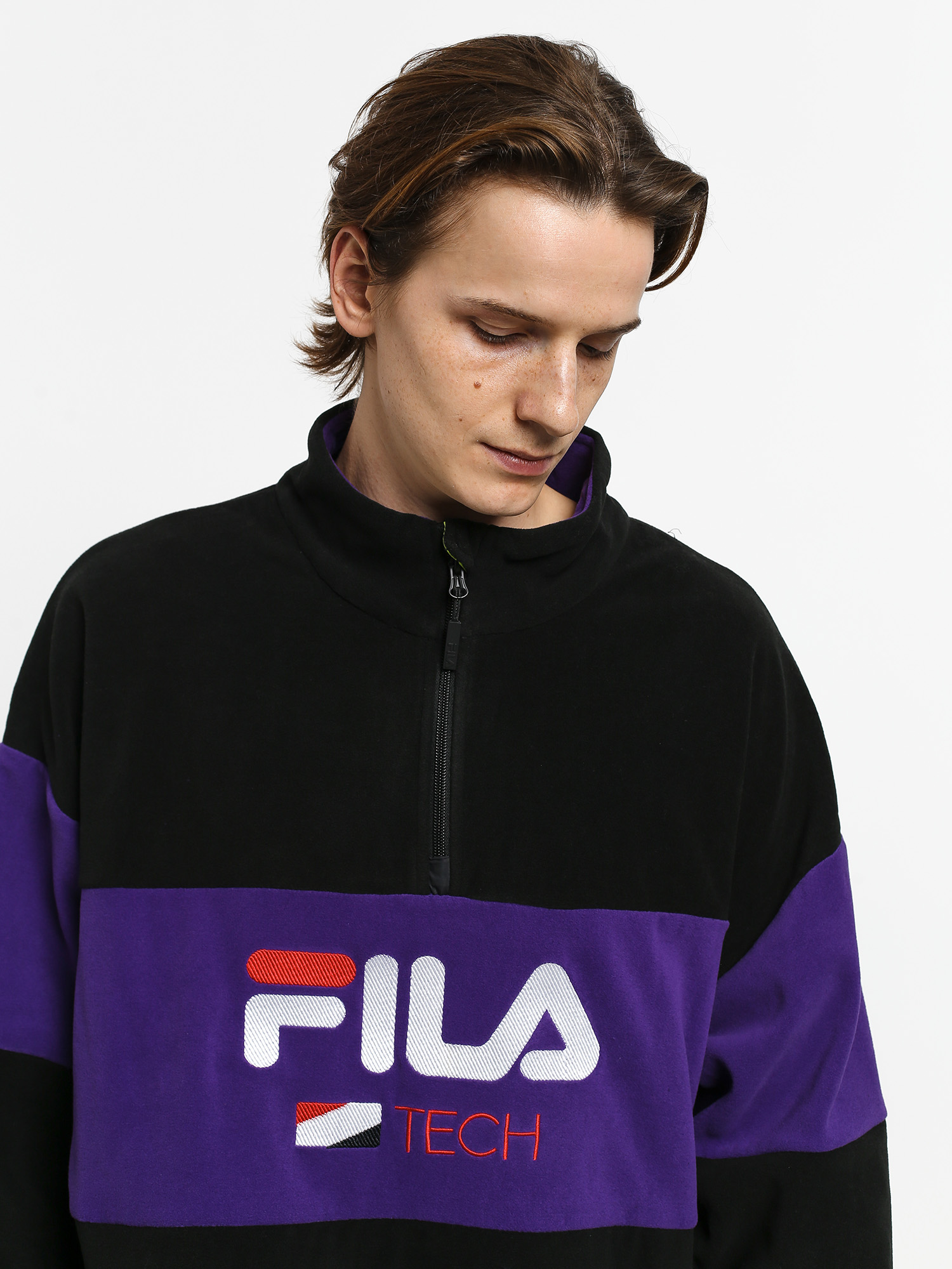 Mikina Fila Reijo Half ZIP (black/tillandsia purple)