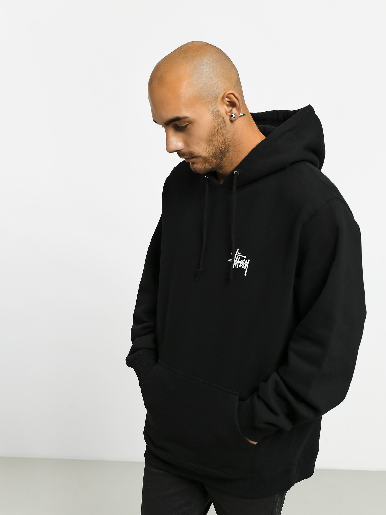 Mikina s kapucí Stussy Basic HD (black)