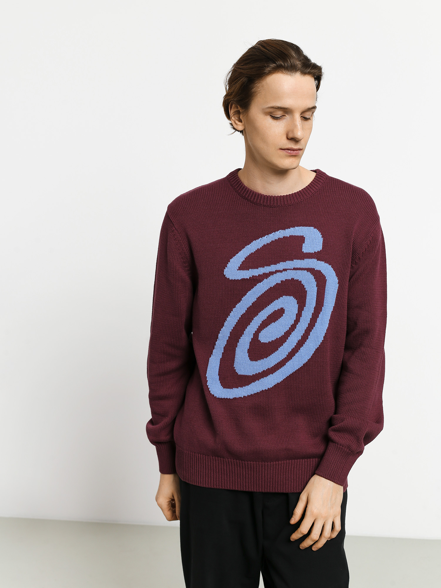 Svetr Stussy Curly S (burgundy)