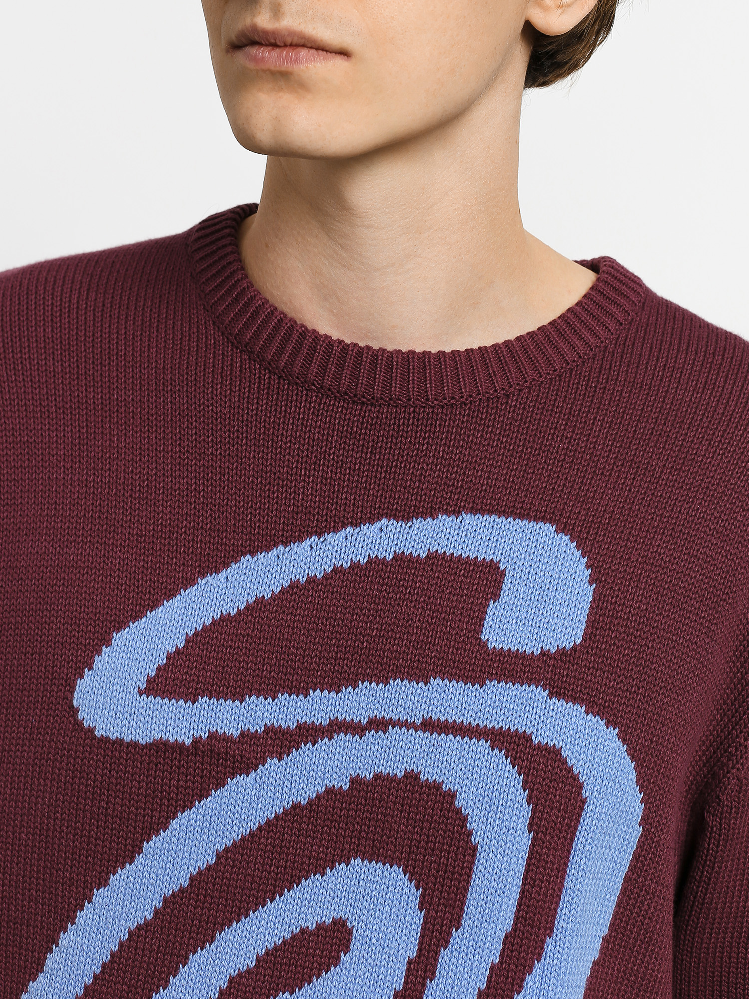 Svetr Stussy Curly S (burgundy)
