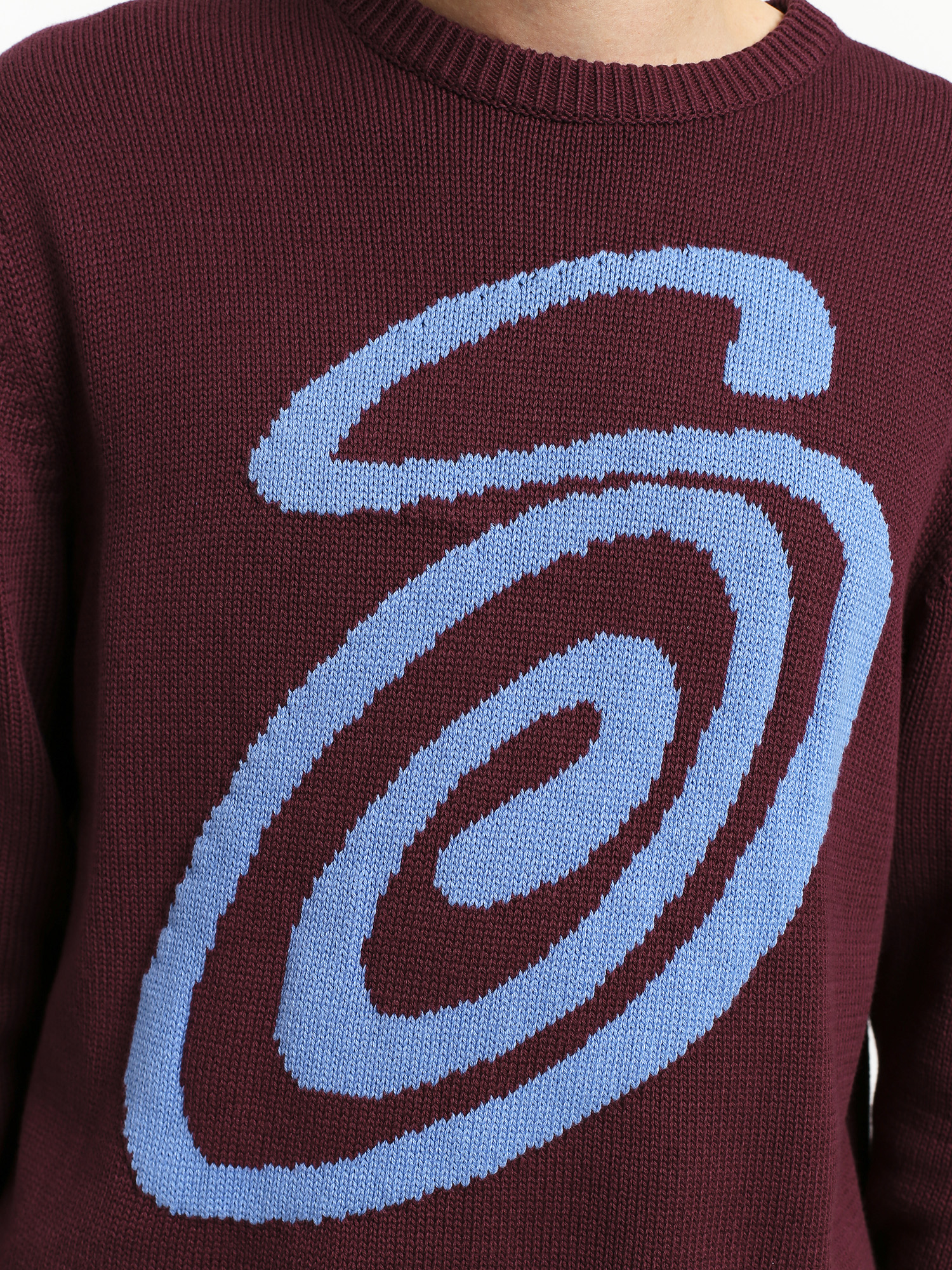 Svetr Stussy Curly S (burgundy)