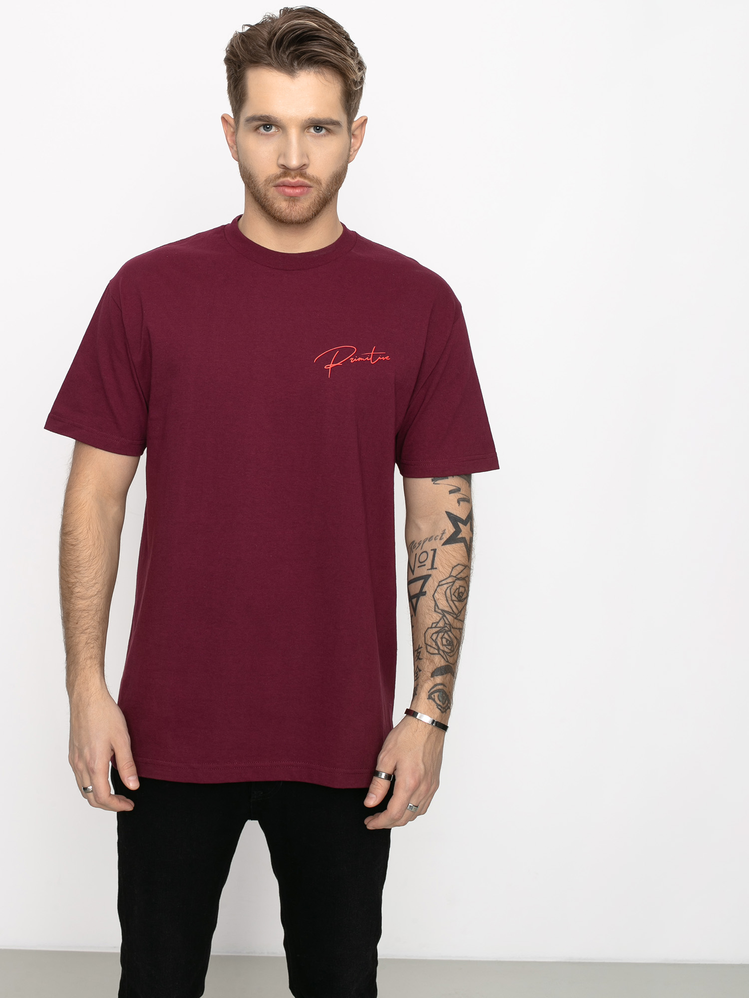 Tričko Primitive Ginza Script (burgundy)