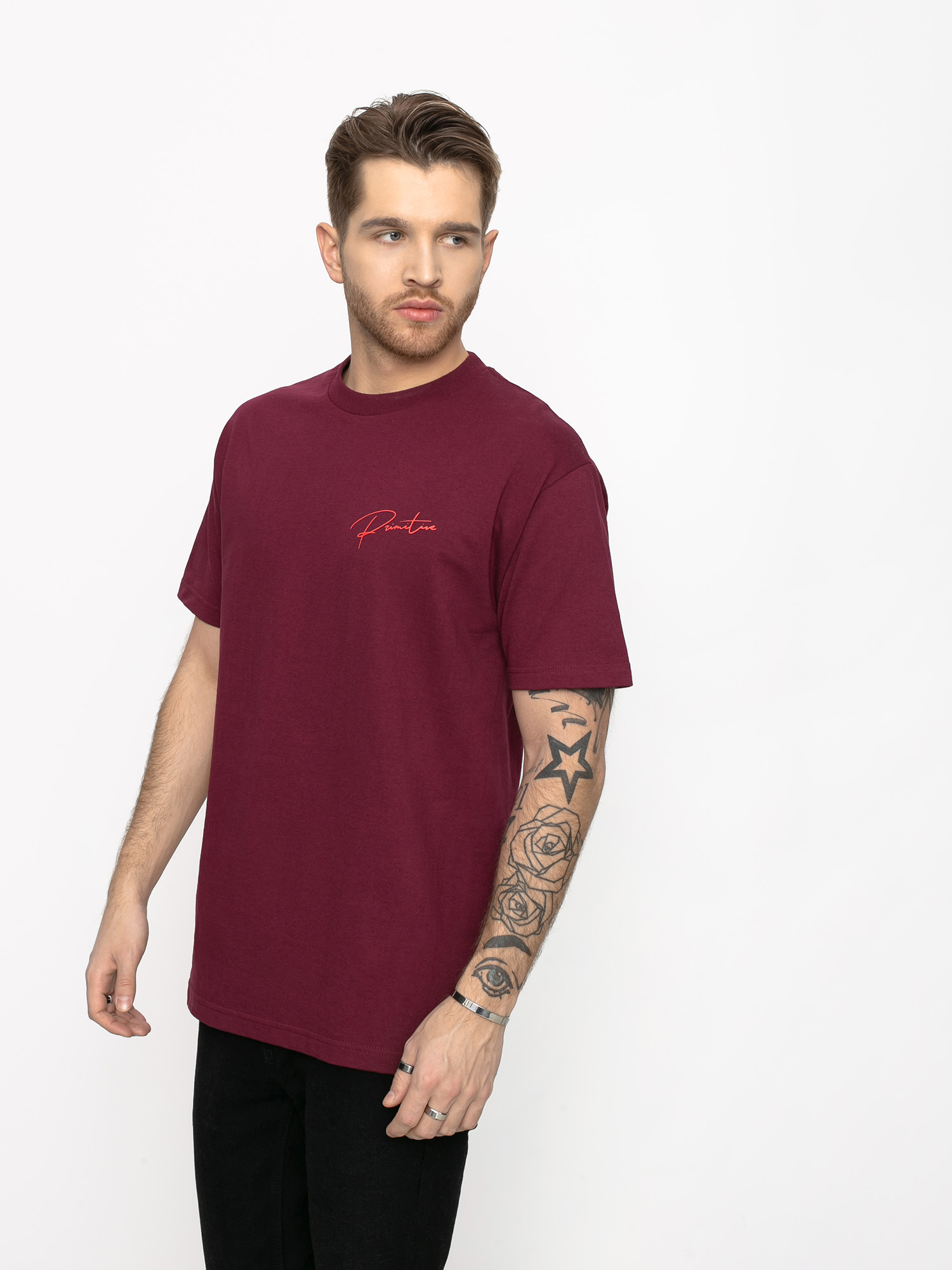 Tričko Primitive Ginza Script (burgundy)