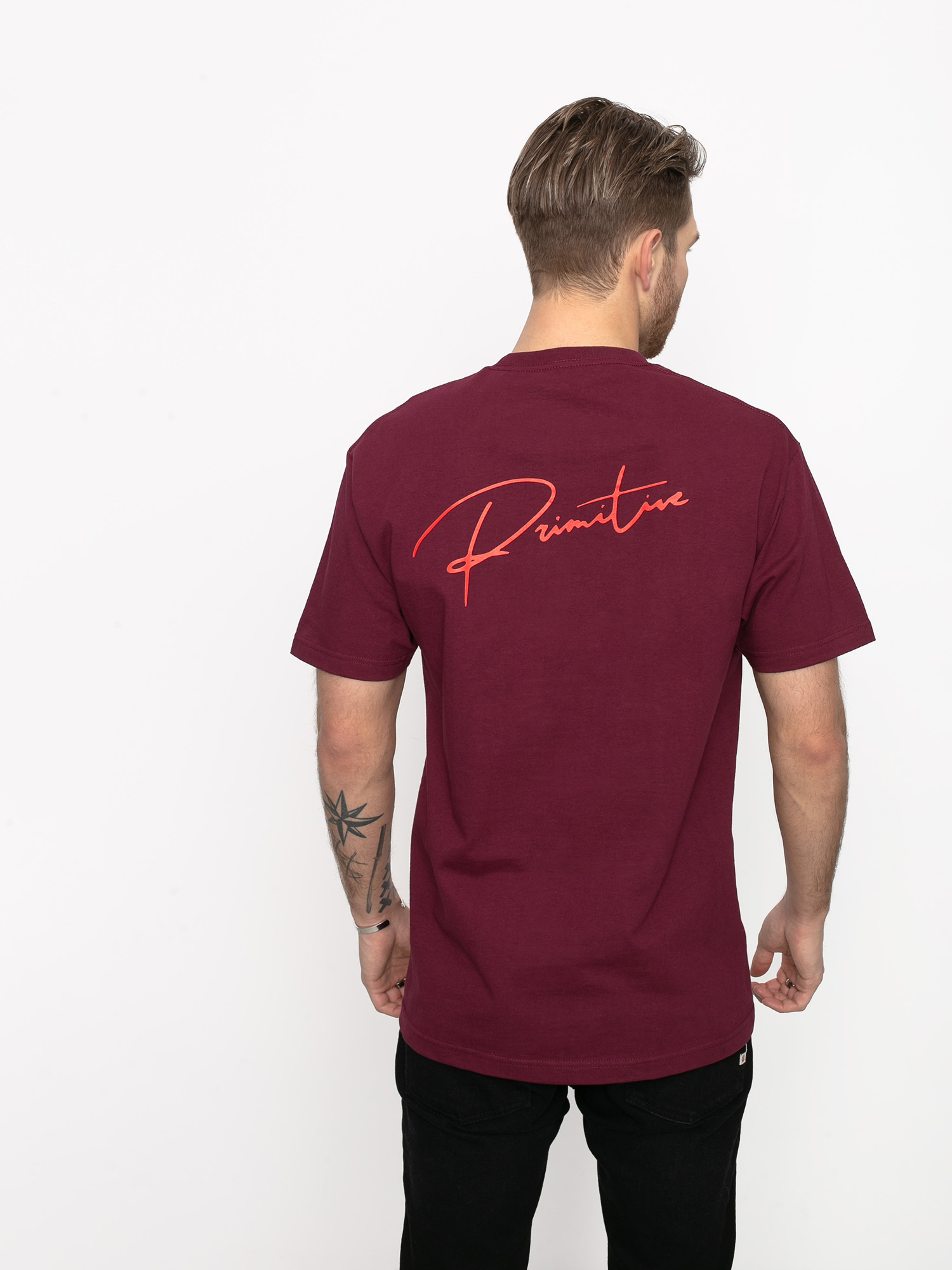 Tričko Primitive Ginza Script (burgundy)