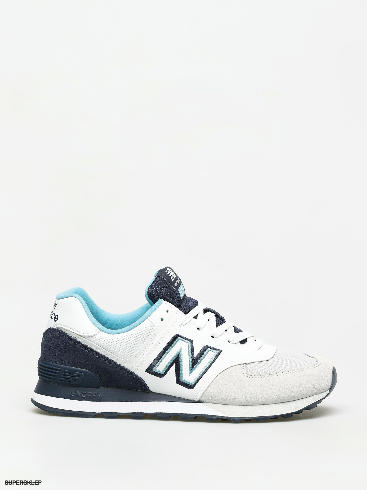 New balance 574 white with navy